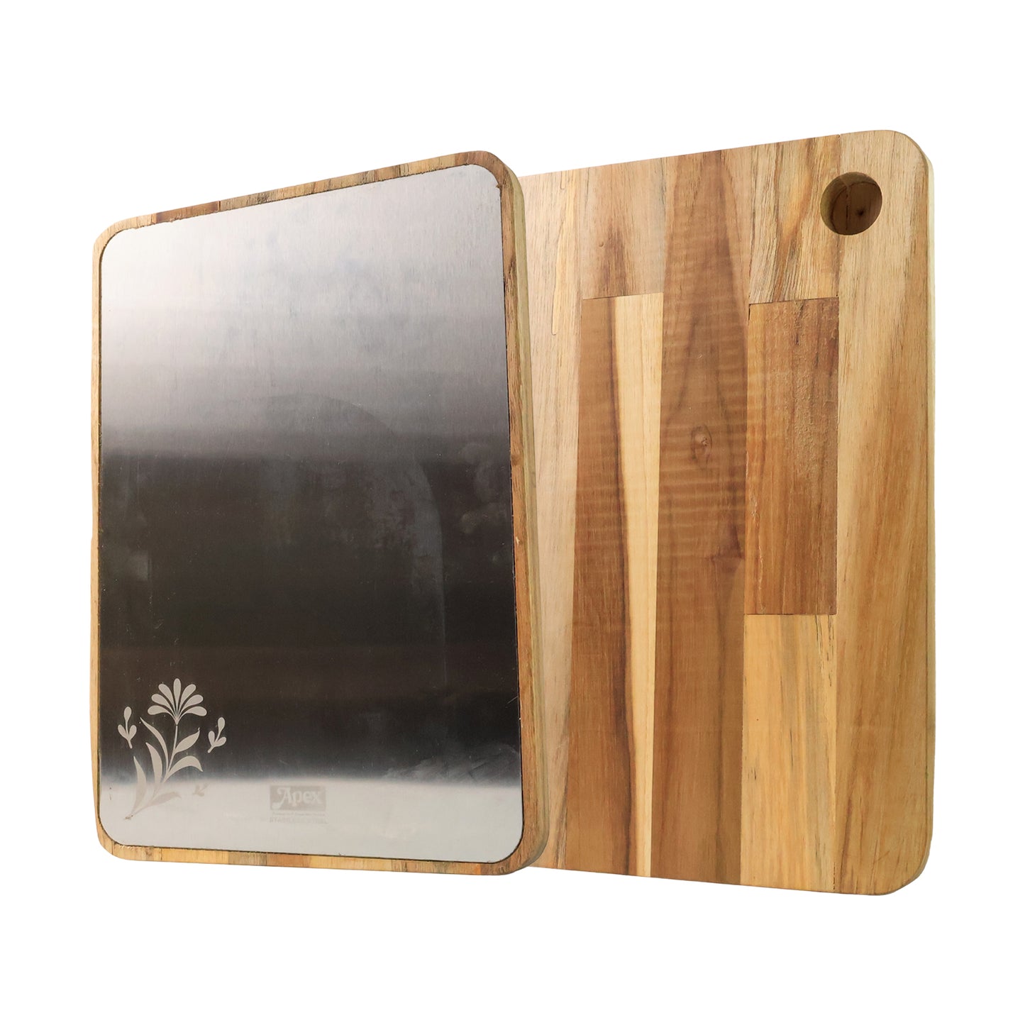 Steel and Wood Chopping Board with Handle - 35x25 cm (1 Pc) - Happy Price - Image 2