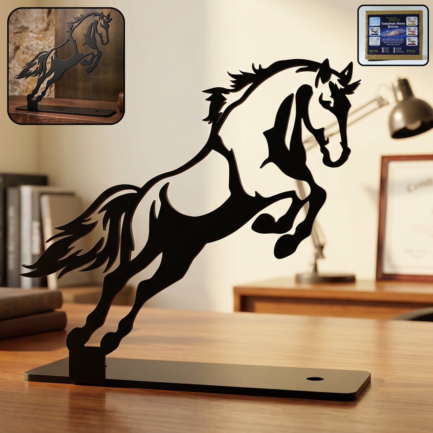 Elegant Black Iron Horse Figurine for Tabletop Display (1 Pc) - Great Price - Image 2