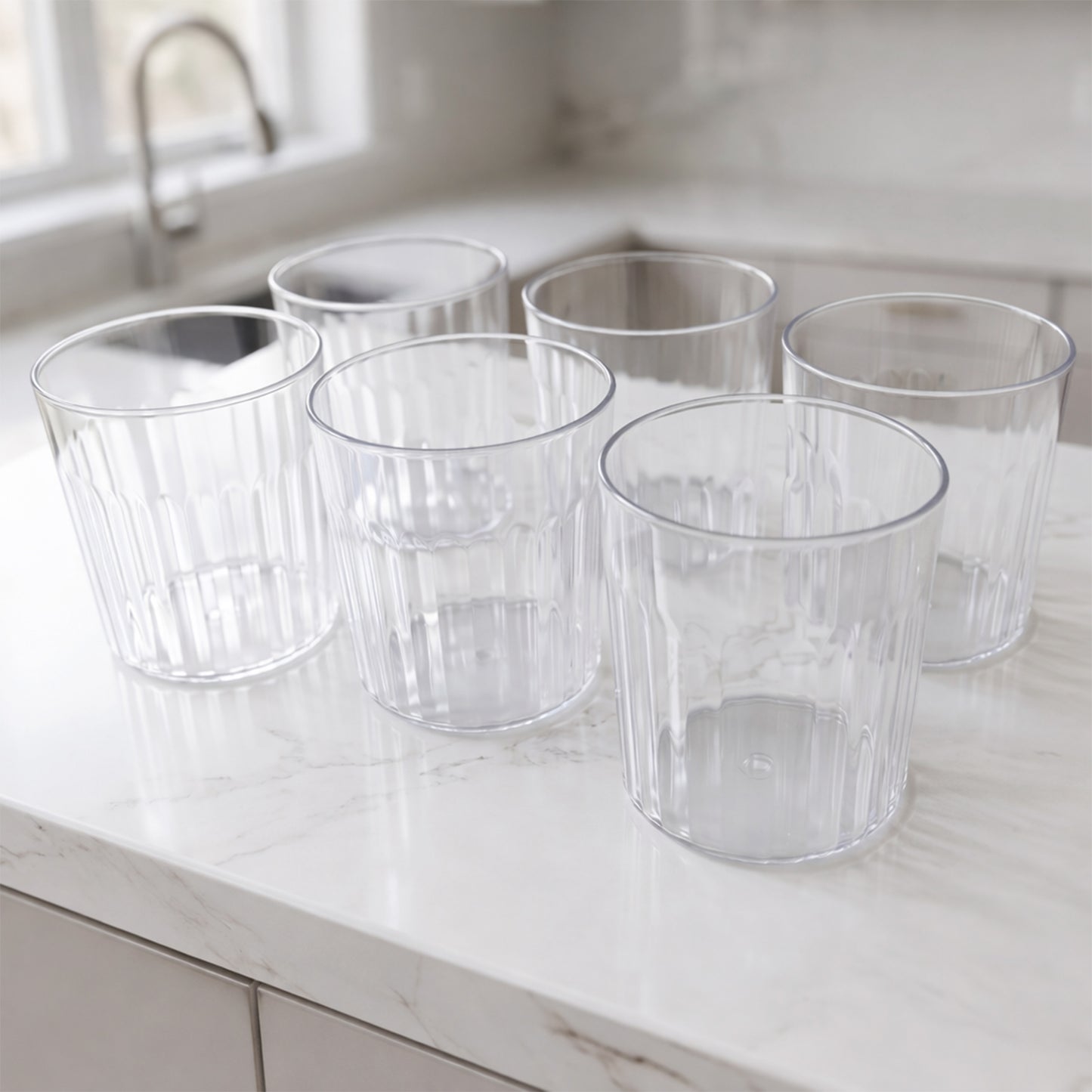 Set of 6 Transparent Drinking Glasses, 300 ML Each, Ribbed Design - Great Price - Image 6