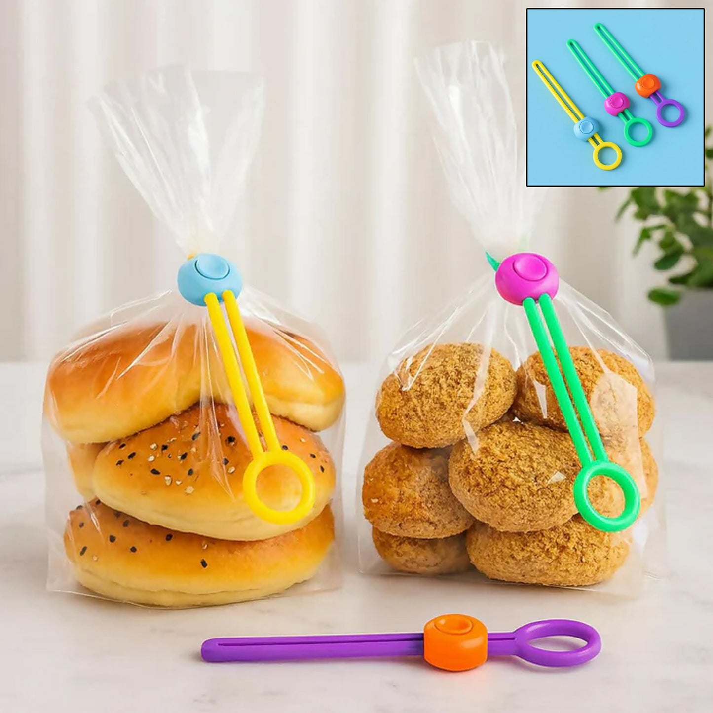 Reusable Silicone Food Bag Sealing Clips with Lock - Set of 3 - Happy Price - Image 2