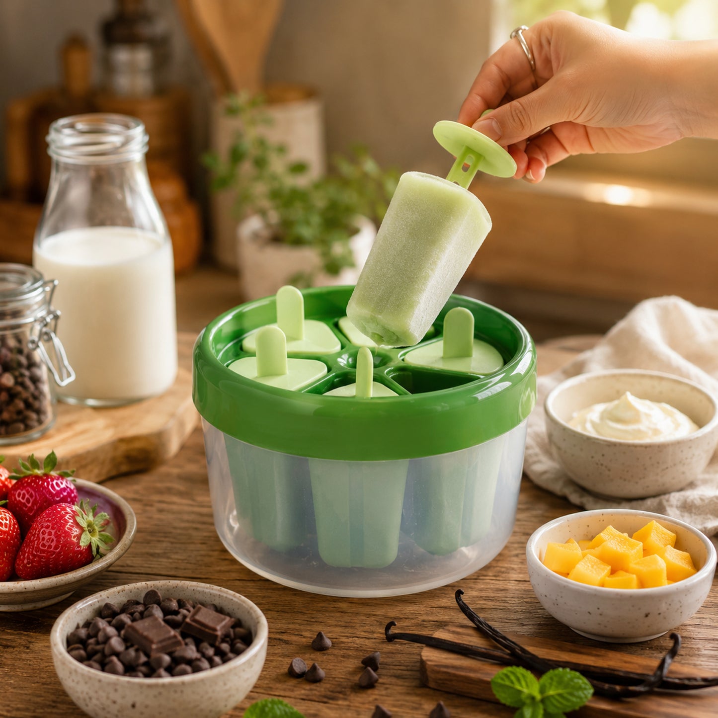 Plastic Ice Candy Mould Tray - 8 Popsicle Cavities, Reusable DIY Frozen Dessert Maker - Happy Price - Image 6