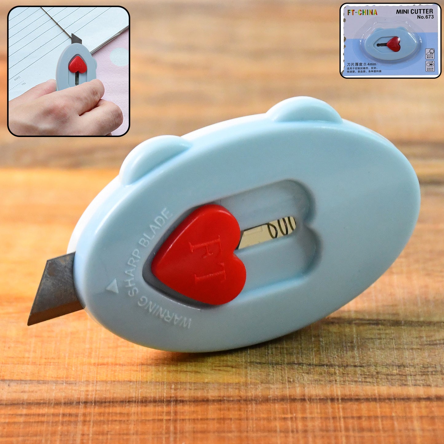 Mini Utility Cutter Knife with Heart Safety Lock (1 Pc) - Happy Price - Image 3