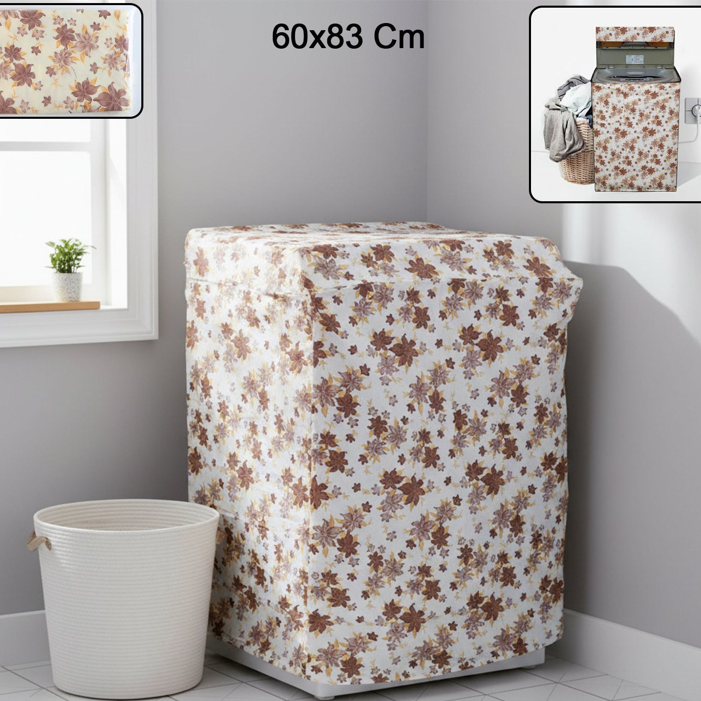 Floral Top Load Washing Machine Cover - 60x83 cm, Waterproof & Dustproof - Happy Price - Image 1