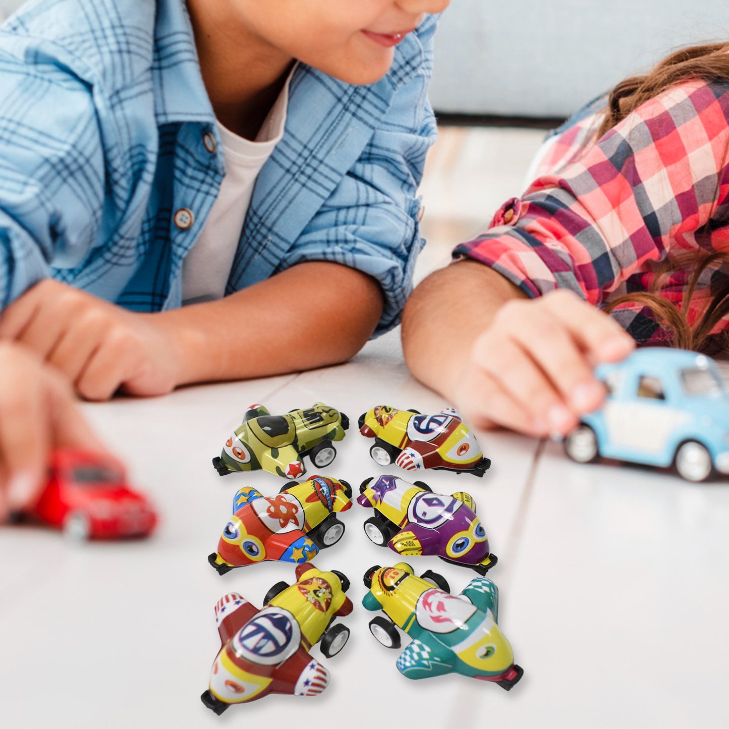 Mini Pull Back Car Aeroplane Pvc Plastic Pull Back Car Cartoon Toys (12 Pcs Set) - Happy Price - Image 2