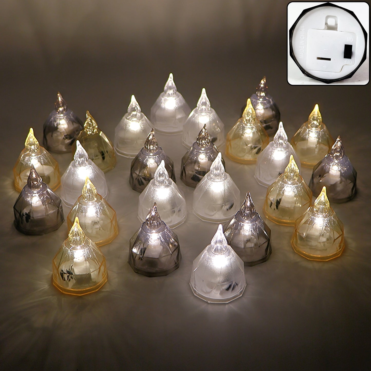 24 Piece LED Flameless Candle Lights Set with Crystal Finish - Safe Decorative Tealights for Home & Events - Happy Price - Image 4