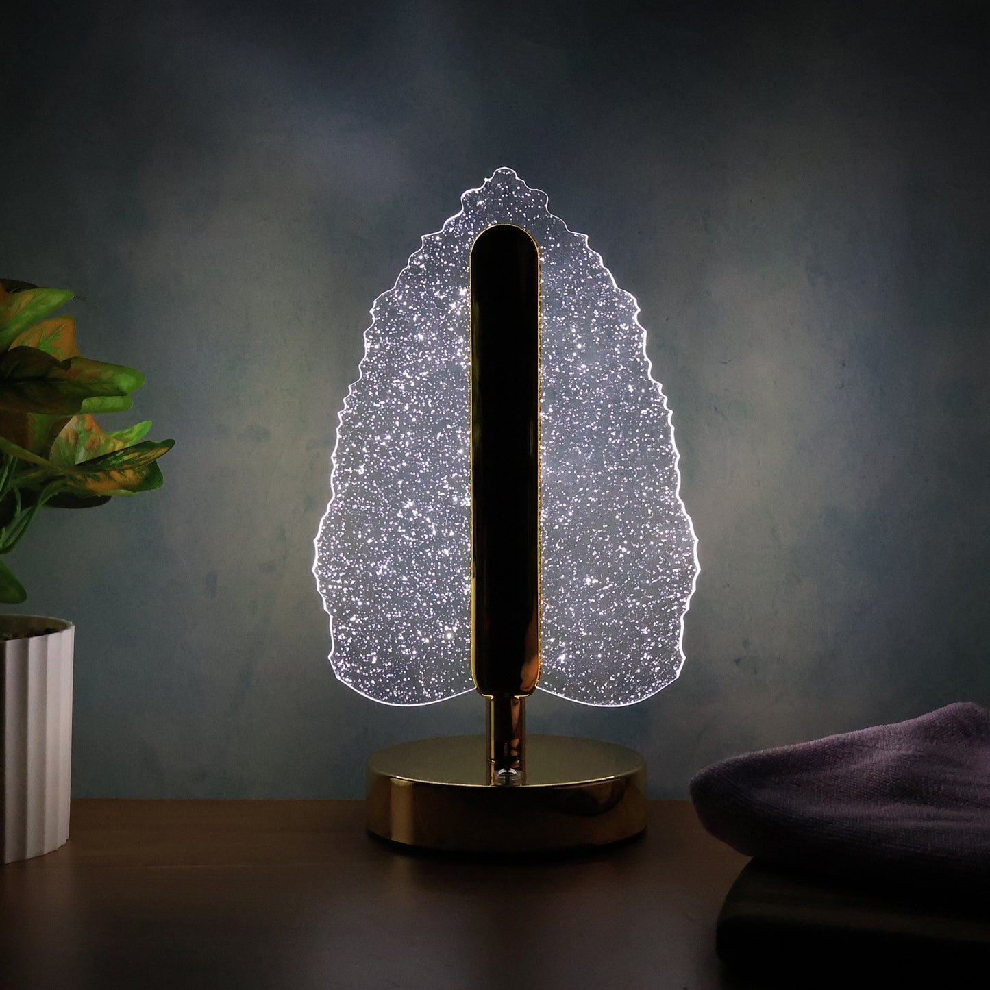 Elegant Crystal Leaf LED Table Lamp with USB Power - Happy Price - Image 5