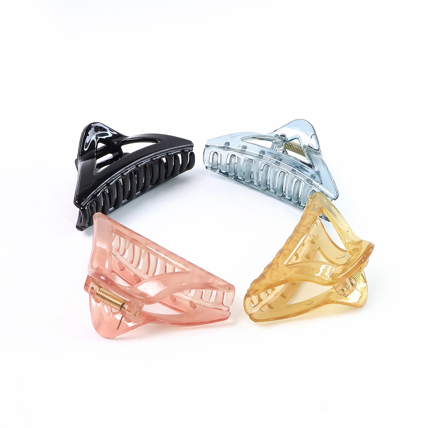 Triangle Shape Mix Color Plastic Hair Claw Clip 1 Pc Durable Grip For Women And Girls - Happy Price - Image 2