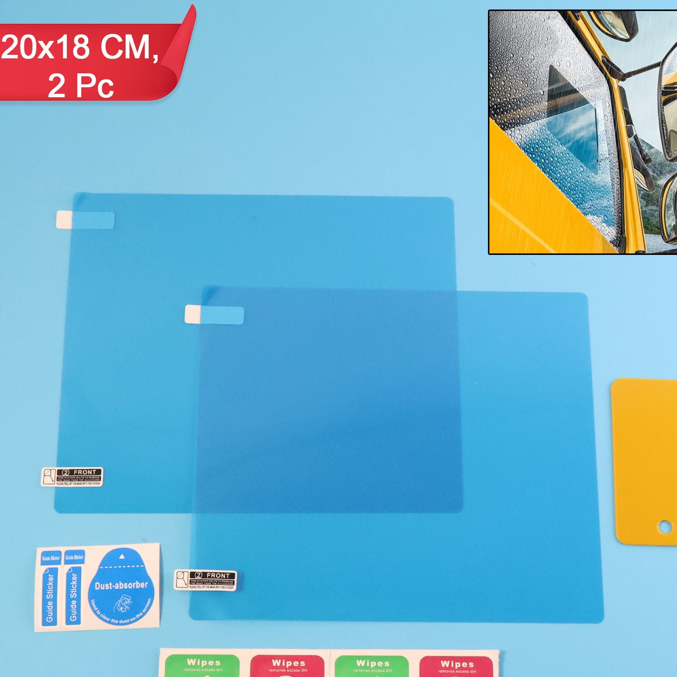 Car Rear-View Mirror Protection Film Set - 2 Pcs (20x18 CM) Anti-Fog & Waterproof - Happy Price - Image 1