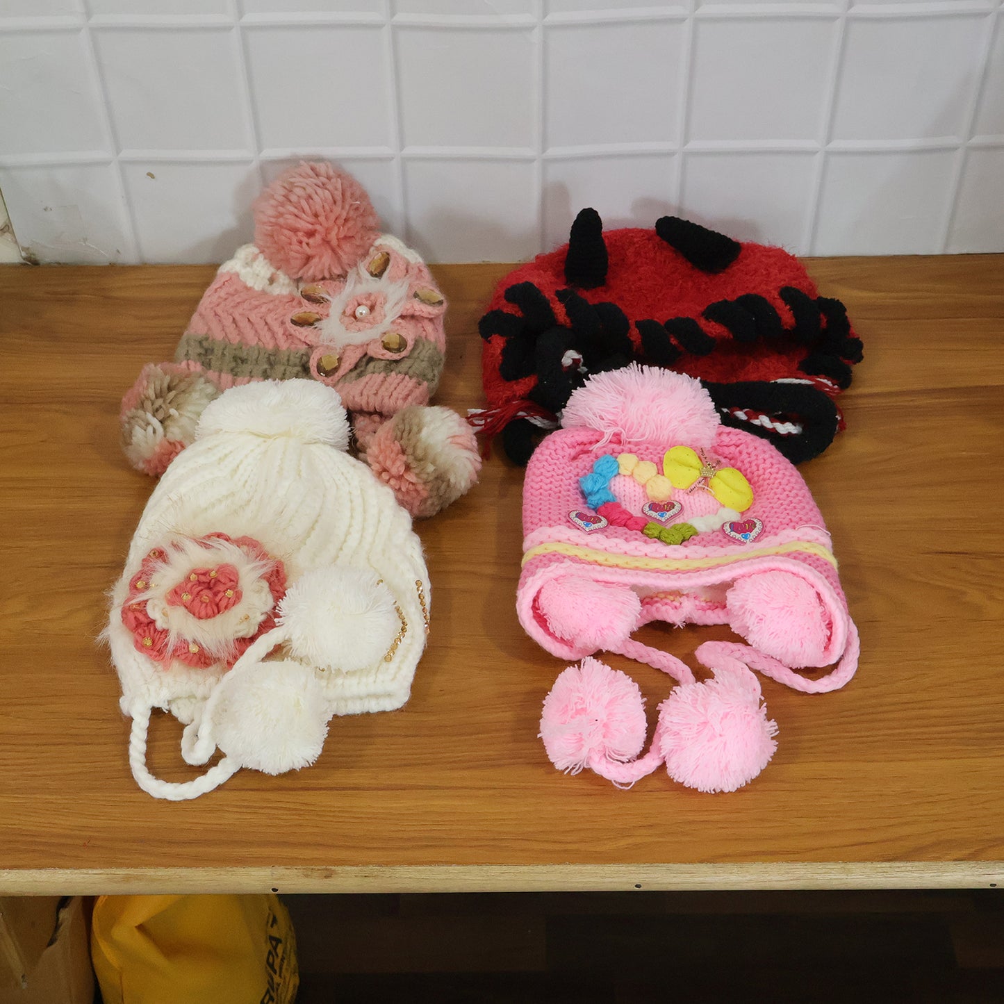 Kids Woolen Ear Flap Winter Cap with Pom Pom - 1 Pc Assorted Design - Great Price - Image 7
