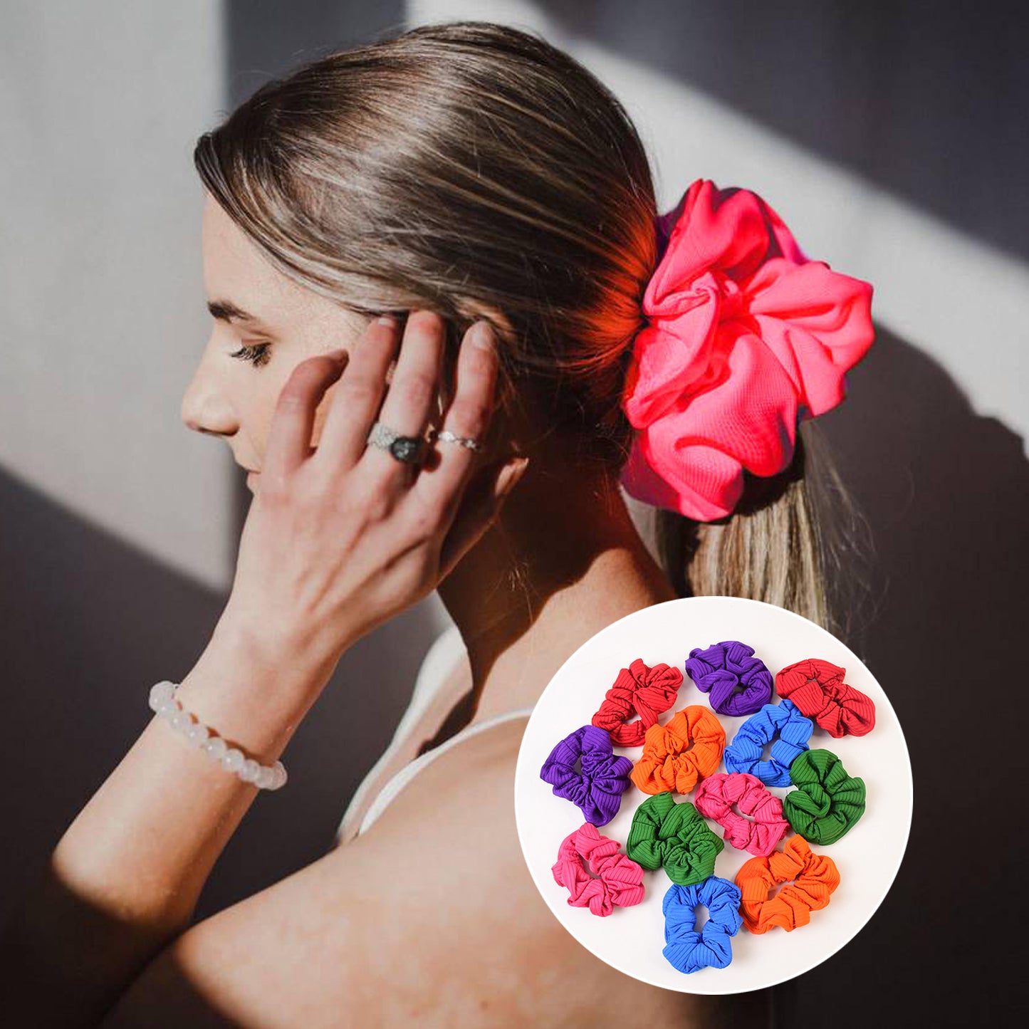 12 Pcs Assorted Color Fabric Hair Scrunchies Set for Women & Girls - Happy Price - Image 4