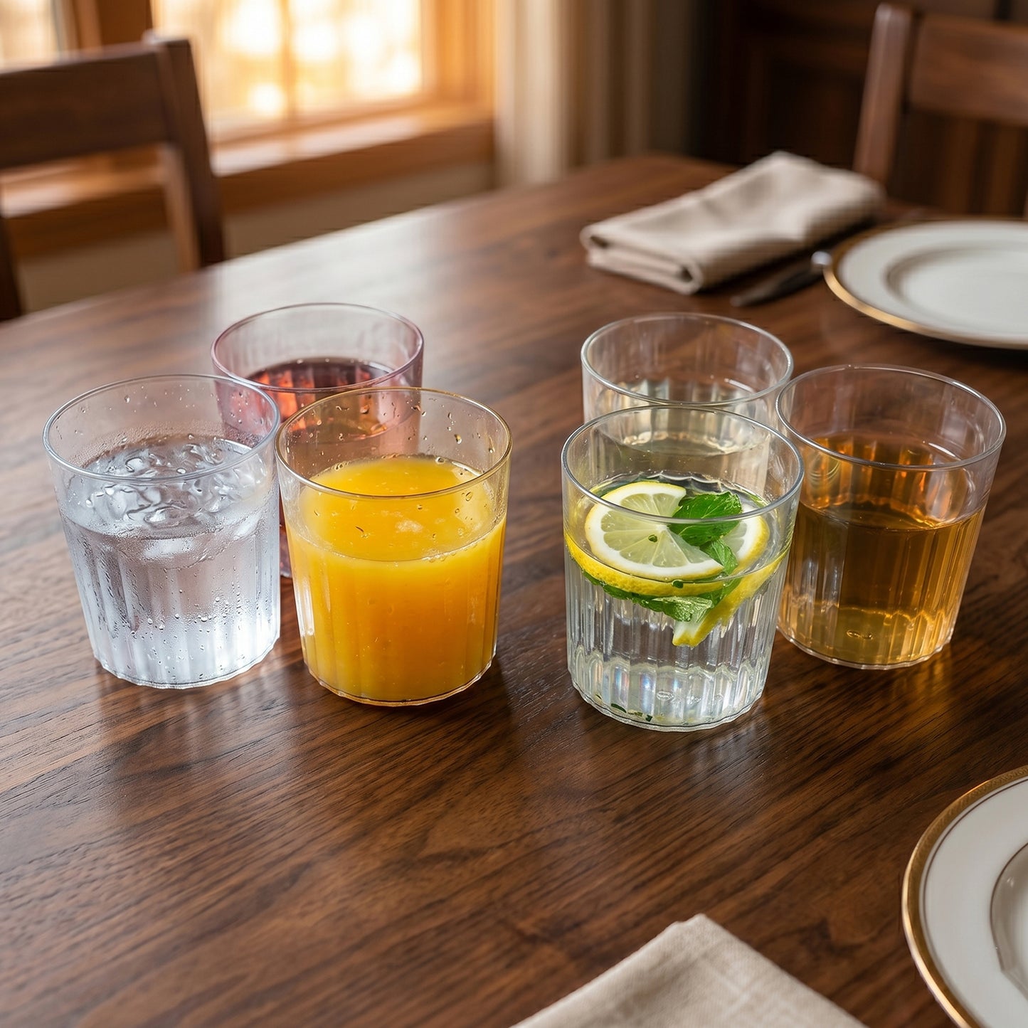 Set of 6 Transparent Drinking Glasses, 300 ML Each, Ribbed Design - Great Price - Image 3