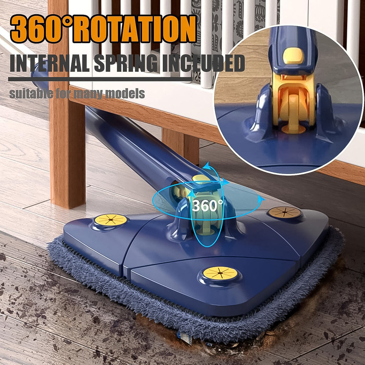 360° Rotating Triangle Mop with 113cm Long Handle - 1 Pc - Happy Price - Image 4
