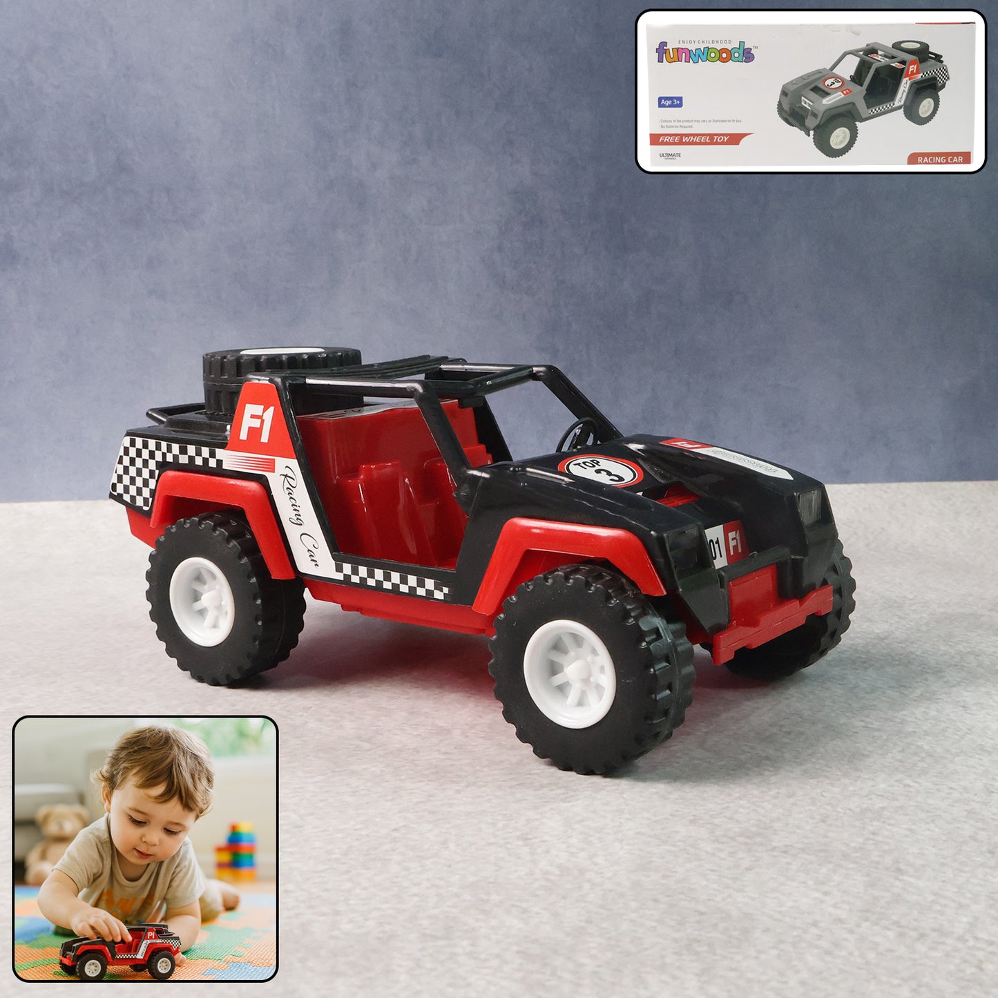 Funwoods Push & Go Racing Jeep Toy - 1 Pc - Happy Price - Image 7