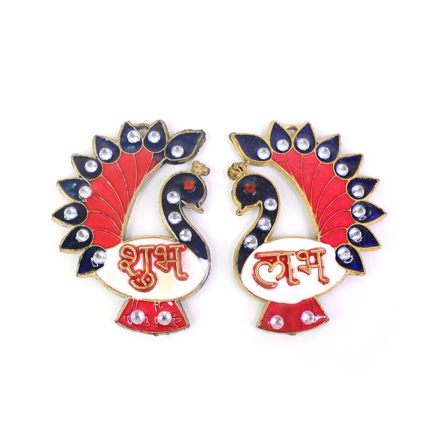 Decorative Peacock Shubh Labh Wall Hanging - 2 Pcs - Happy Price - Image 2