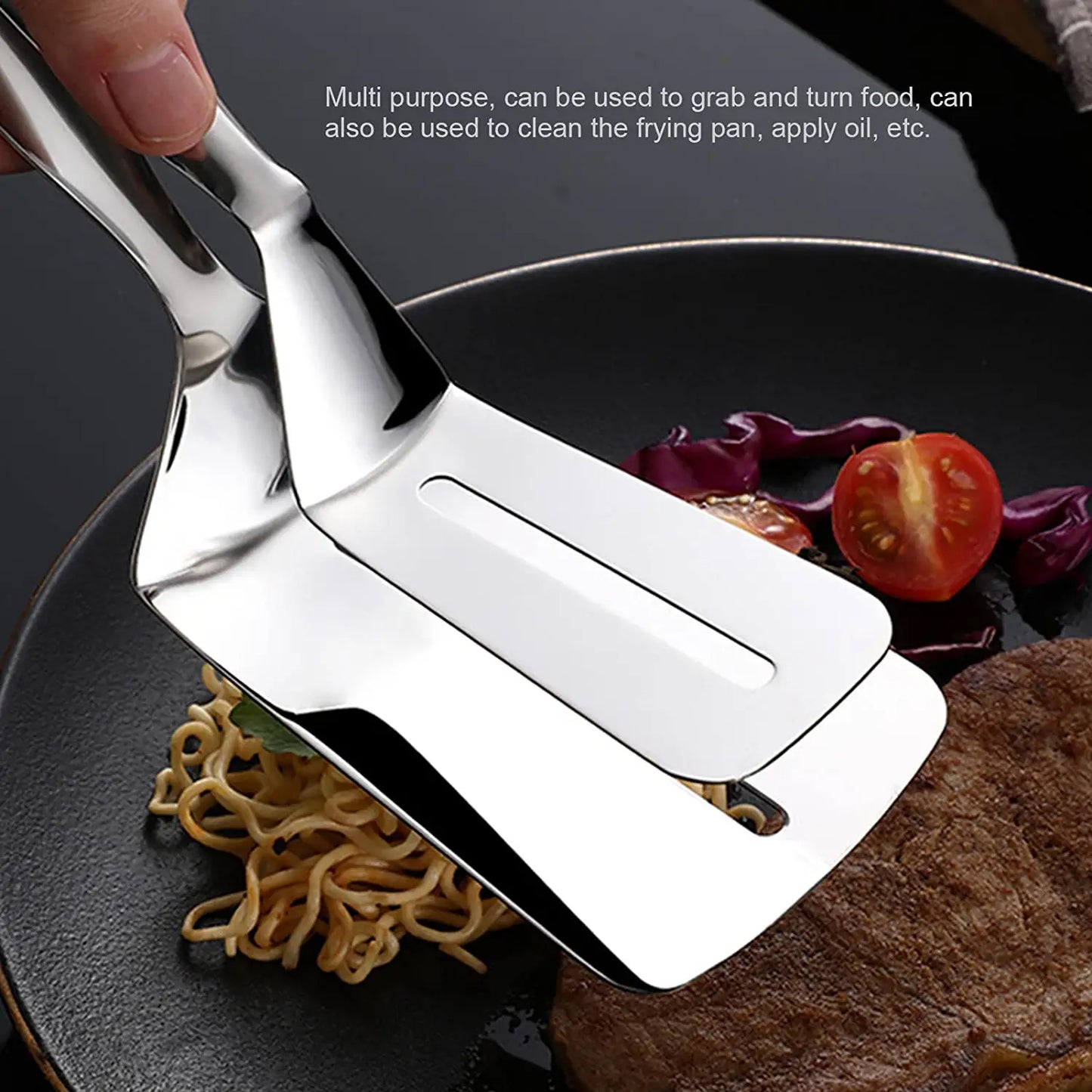 Multifunction Cooking Serving Turner Frying Food Tong. Stainless Steel Steak Clip Clamp Bbq Kitchen Tong. - Happy Price - Image 3