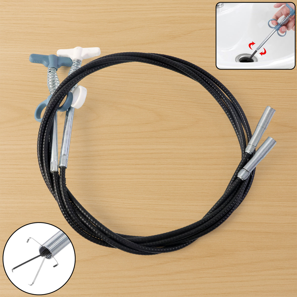 Flexible Spring Pipe Cleaner with Grip - 157 Cm Drain Unblocker Tool - Happy Price - Image 2