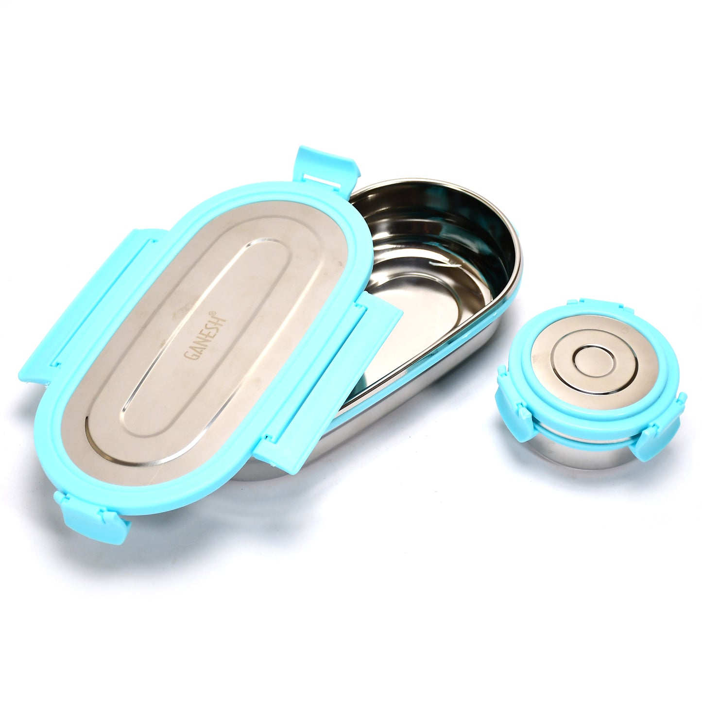 Ganesh Stainless Steel Lunch Box Small Container ( Set Of 2 Pcs ) - Happy Price - Image 2