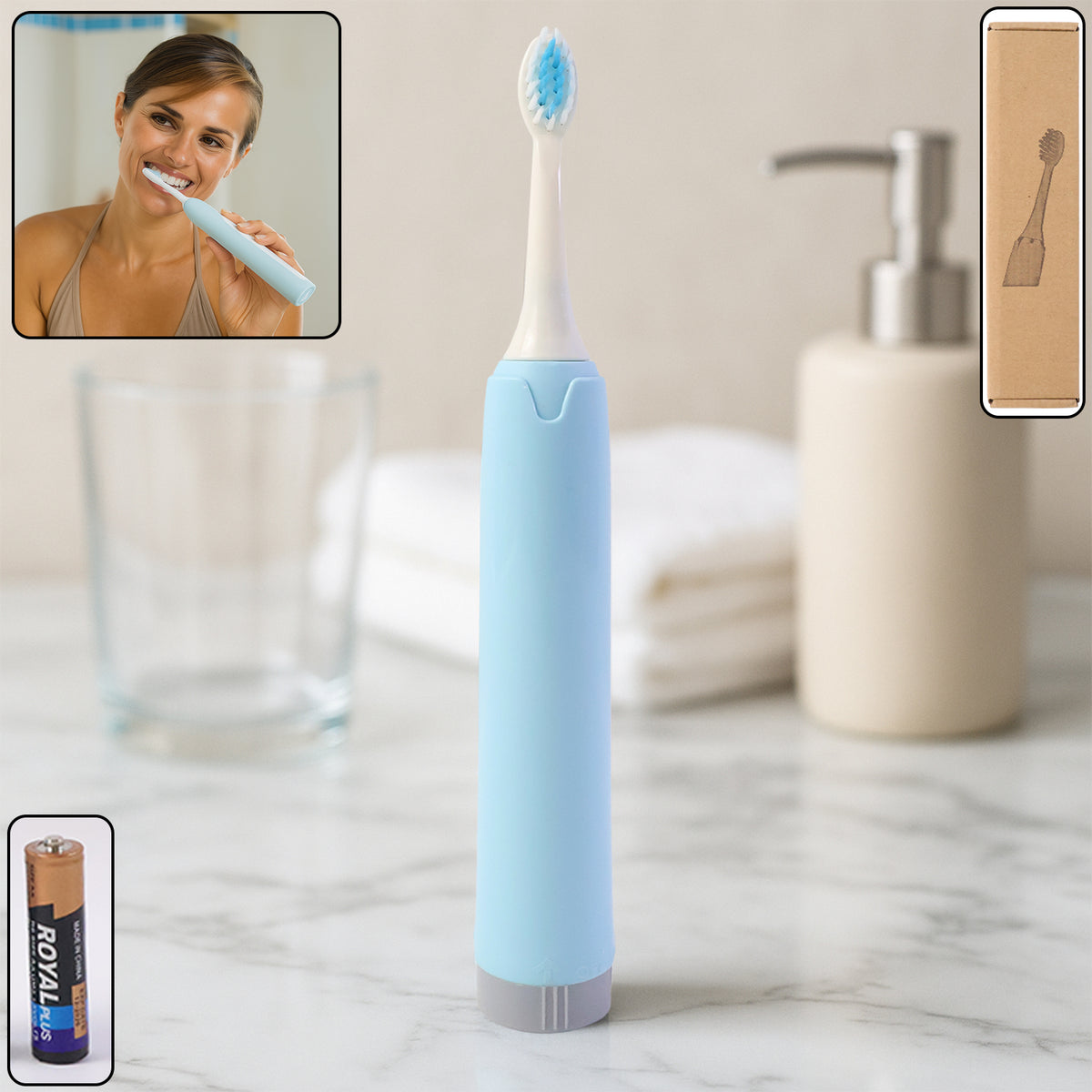 Portable Electric Toothbrush with Soft Bristles - Battery Operated, 1 Pc - Happy Price - Image 2