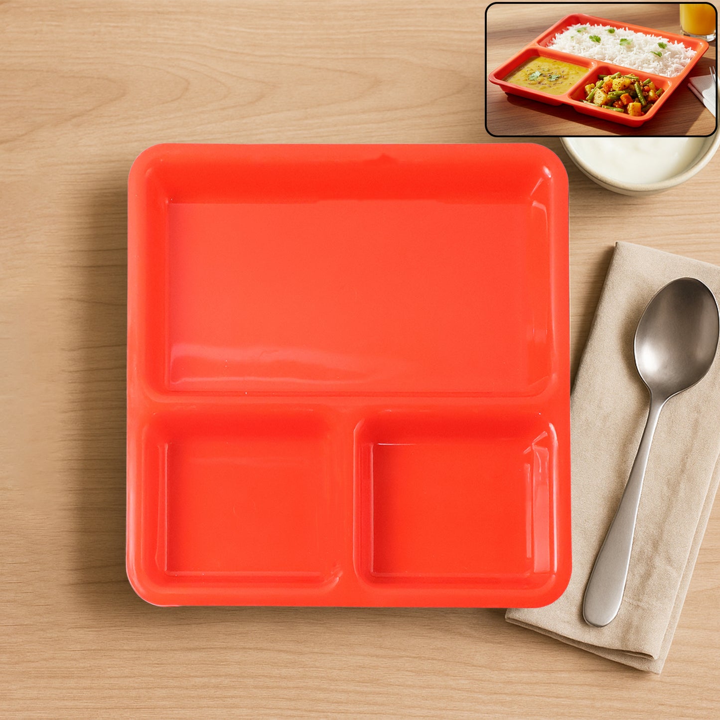 Plastic 3-Compartment Serving Tray Plate - 1 Pc - Happy Price - Image 7