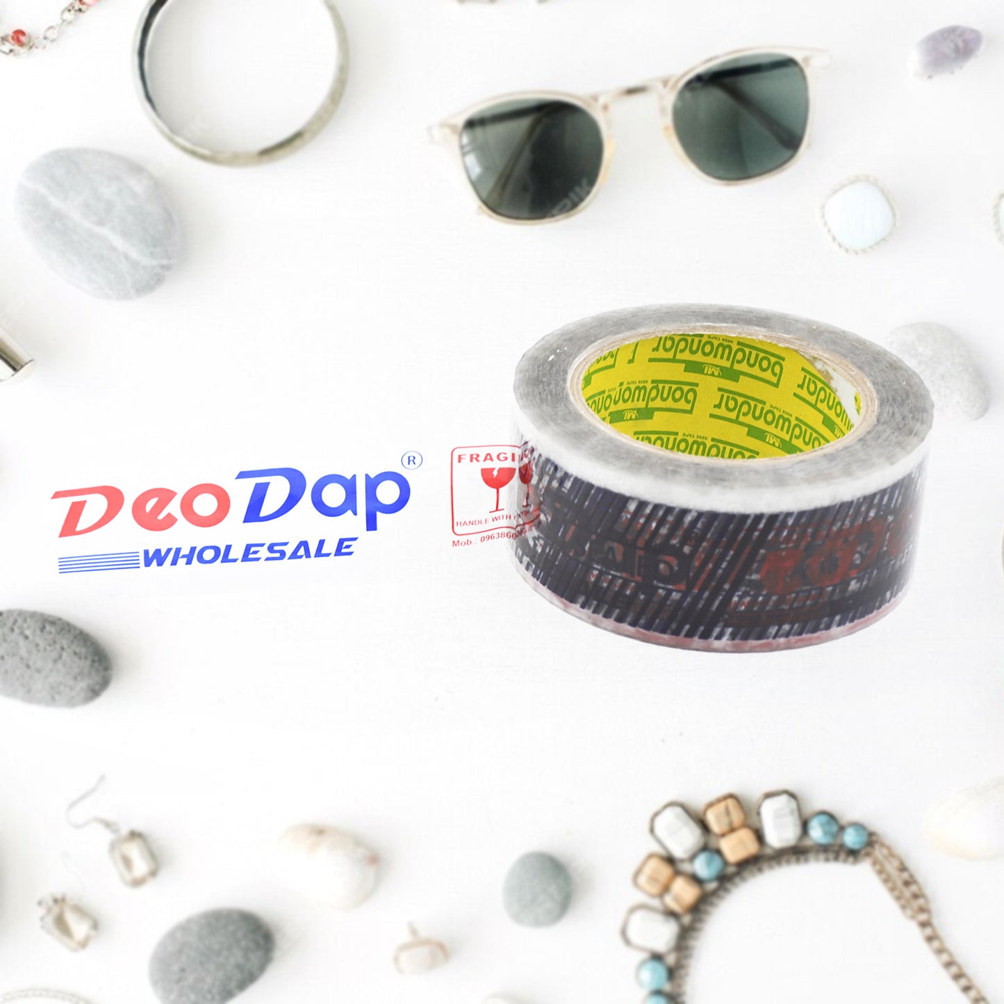 Deodap Printed Transparent Strong Adhesive Packaging Tape For Multipurpose Use Packing Adhesive Tape Office Product (2 Inch X 120 Mtr.) - Happy Price - Image 2