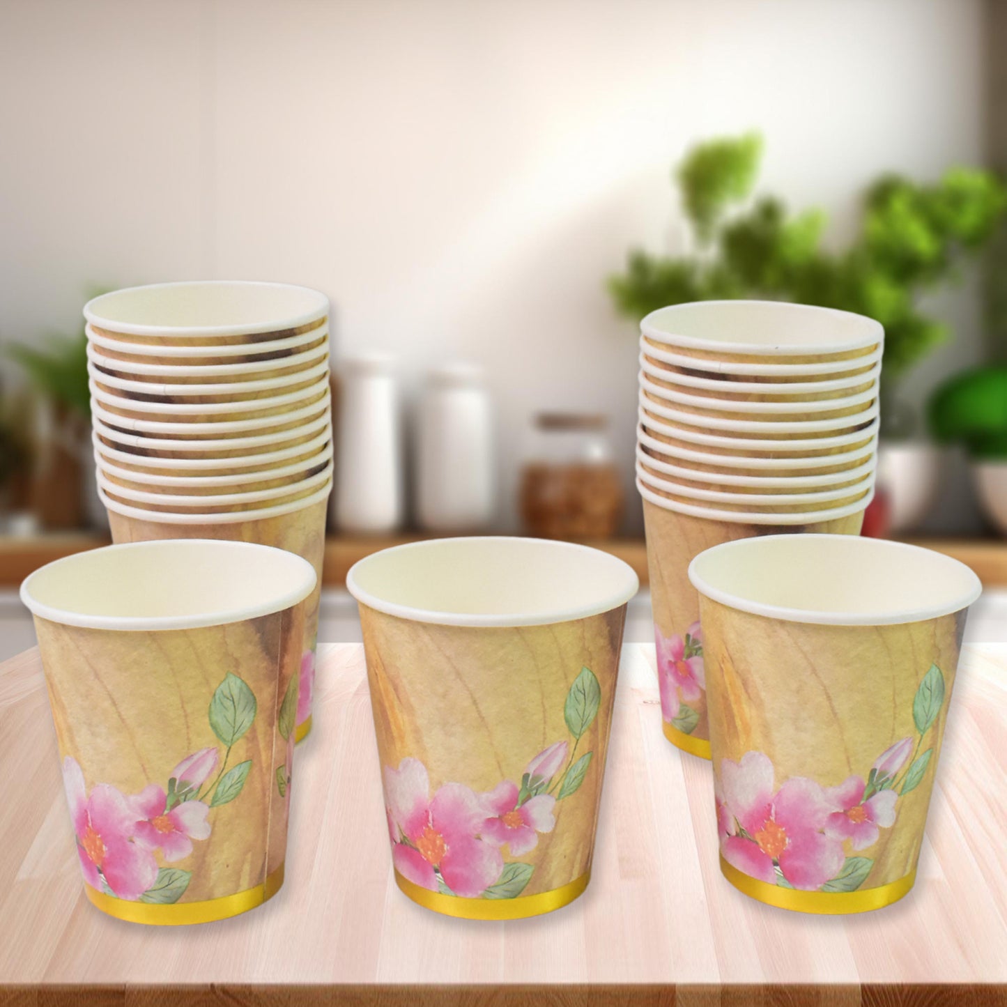 Disposable Paper Cups Disposable Tea Coffee Cups (24 Pcs Set Mix Color Design) - Happy Price - Image 2