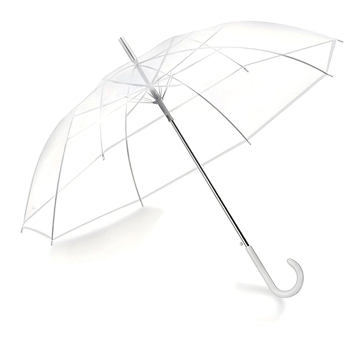 Transparent Dome Umbrella with Curved Handle (1 Pc) - Clear Canopy Stick Umbrella for Rain - Happy Price - Image 5