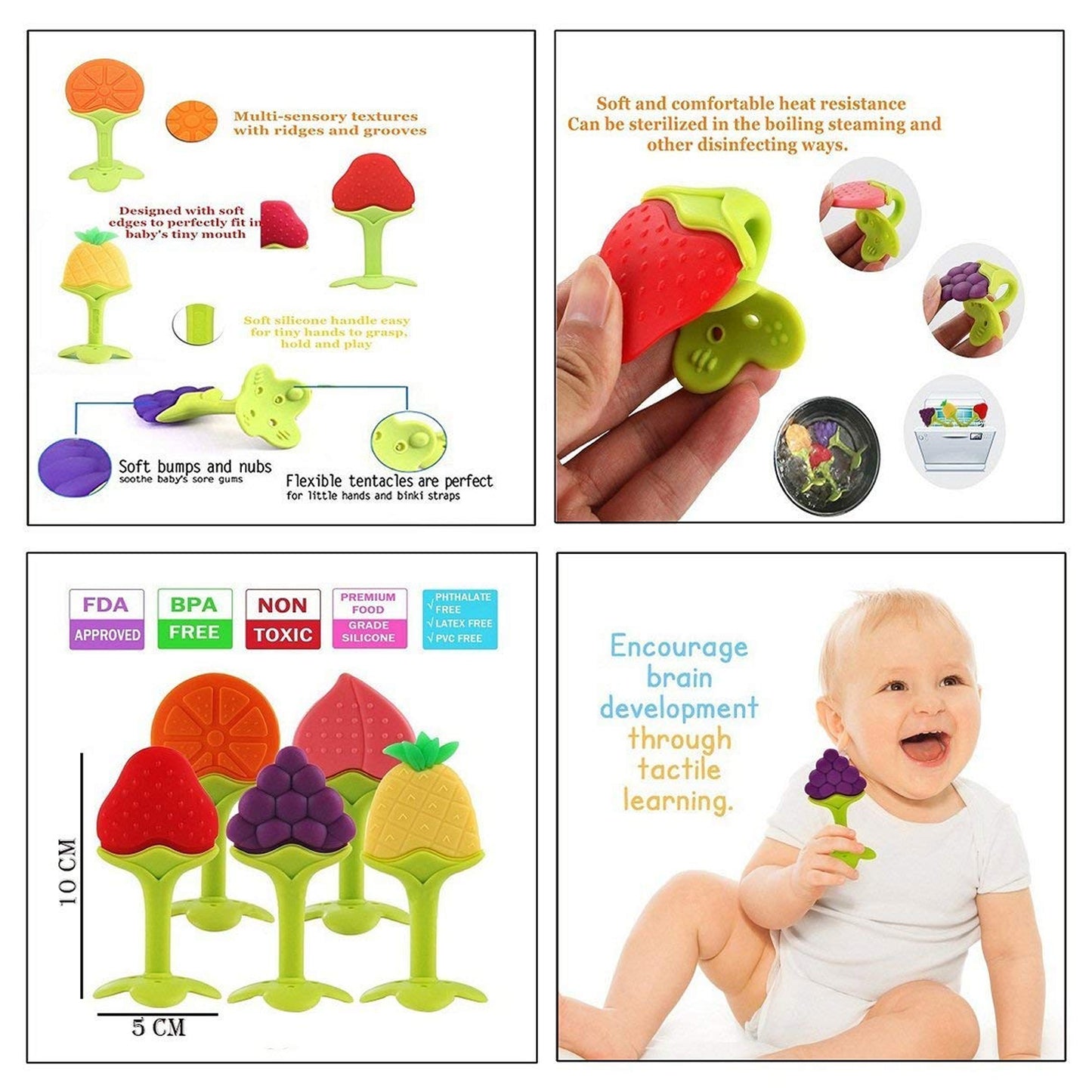 Silicone Fruit Shape Teether Toy Food Grade Silicon Teether Use For Baby Toddlers Infants Children - Happy Price - Image 3