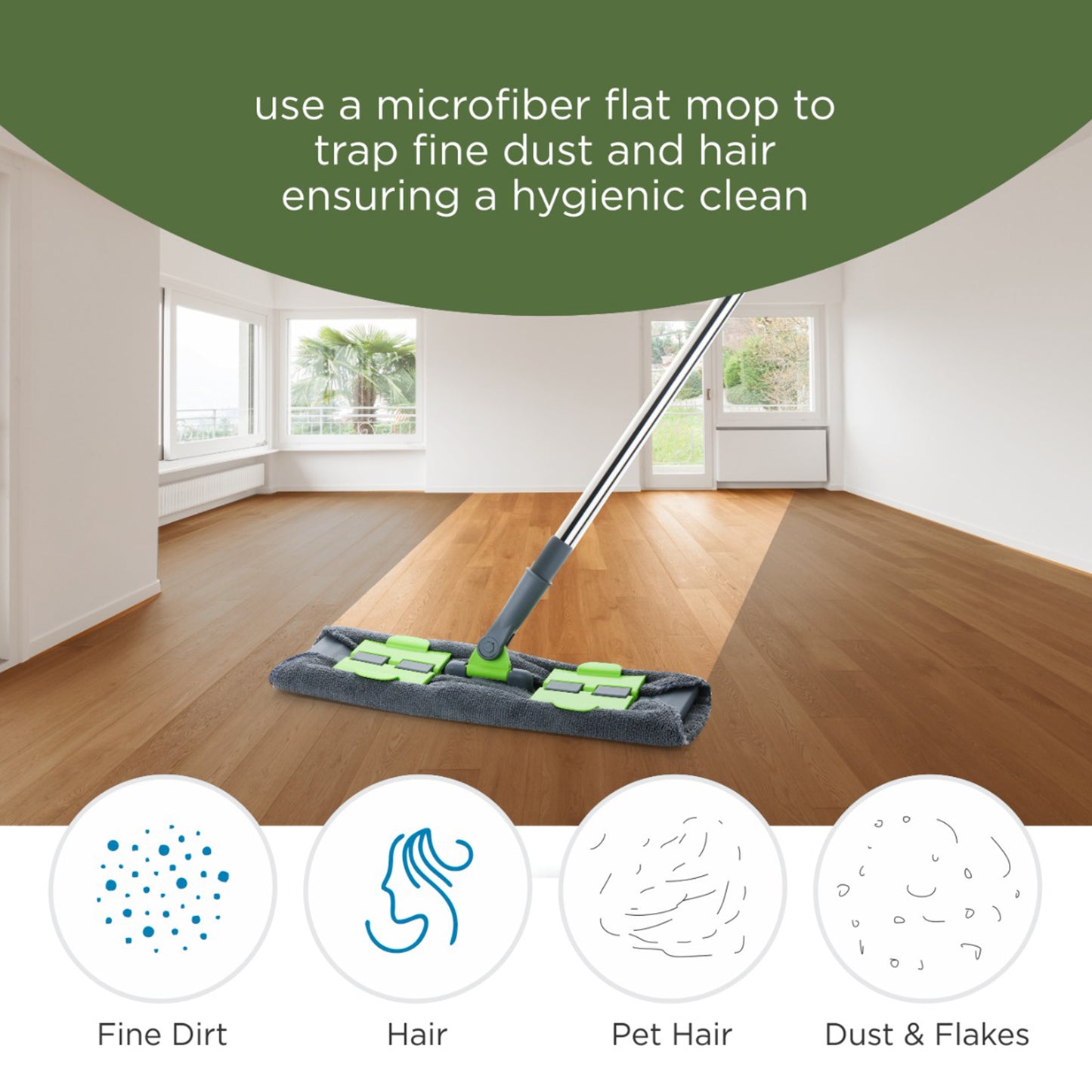 Multipurpose Wet And Dry Cleaning Microfiber Flat Mop Floor Cleaning Mop With 360 Degree Rotating Head And Telescopic Handle Steel Rod Long Handle Dry Mops Standard (1 Piece Multi-colour) - Happy Price - Image 3