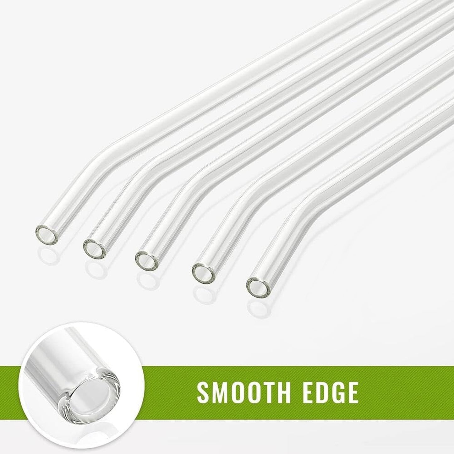 Clear Glass Drinking Straws Set - 5 Pieces, Reusable & Dishwasher Safe - Happy Price - Image 5