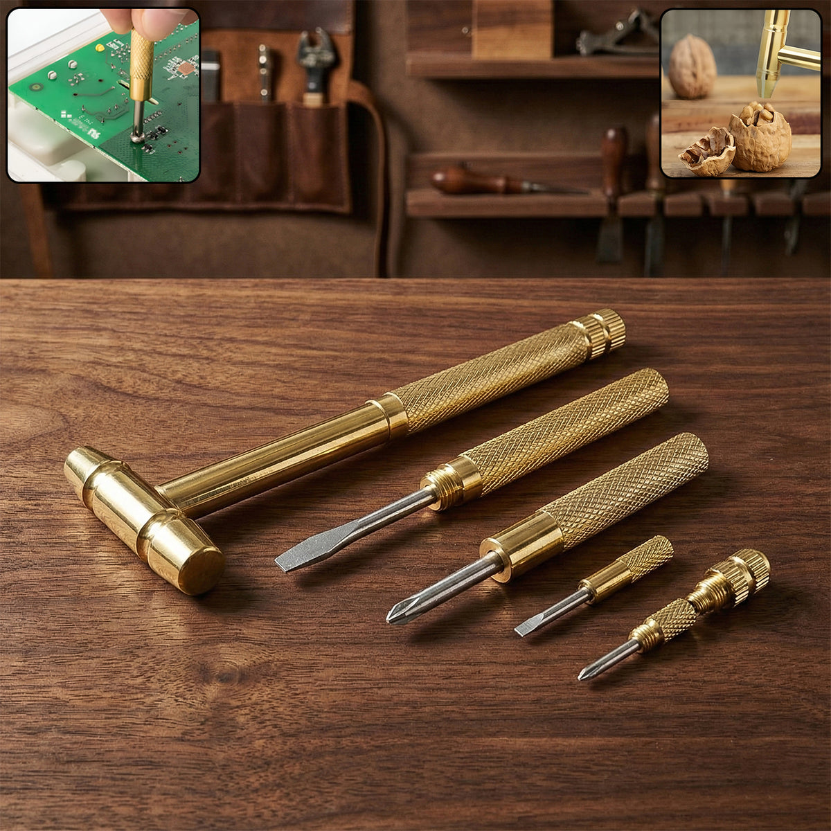 5-in-1 Multi-Tool: Compact Hammer with Interchangeable Screwdriver Bits - Happy Price - Image 2