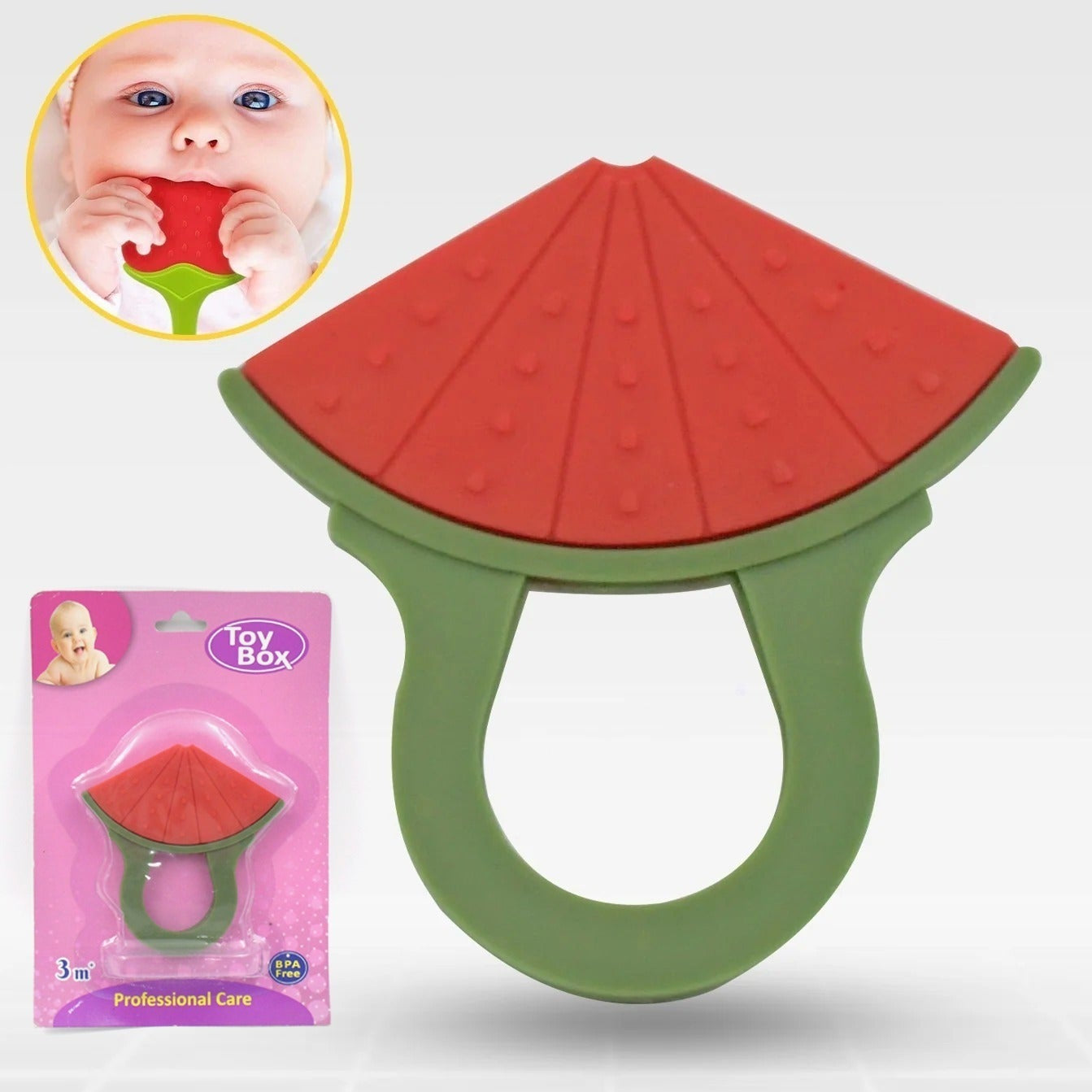 Baby Silicone Teether Fruit Teether For Toddlers100 Food Grade Silicone Teether Non-toxic Latex Free Suitable For Kids Above 3 Months - Grapes Banana Watermelon (1 Pc ) - Happy Price - Image 1