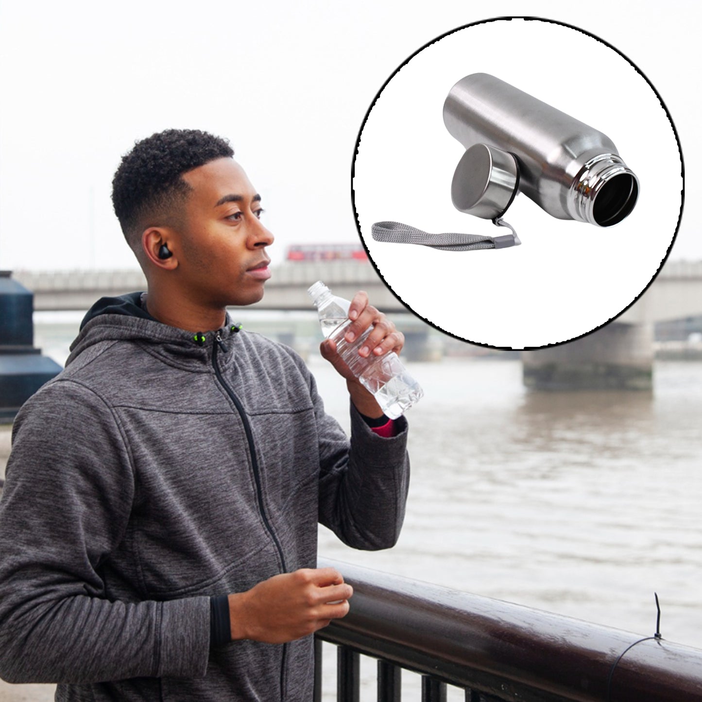 Stainless Steel Double Wall Vacuum-insulated Drink Water Bottle (750 Ml) - Happy Price - Image 3