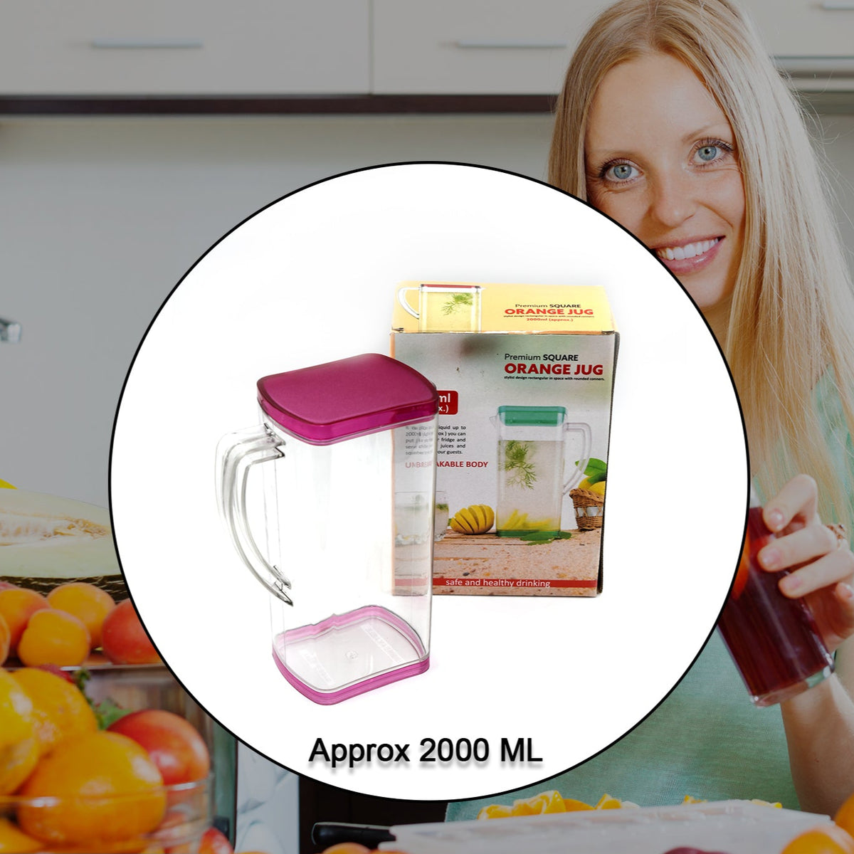 2000ml Square Jug For Carrying Water And Types Of Juices And Beverages And All. - Happy Price - Image 1
