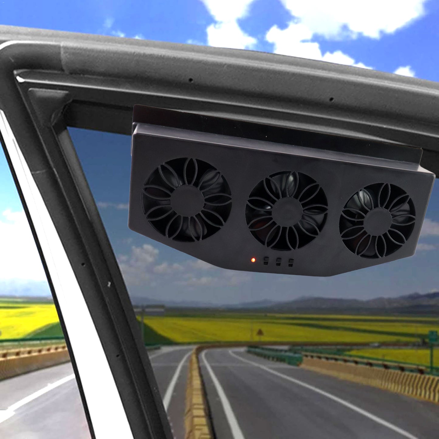 Triple Fan Solar Powered Car Exhaust Ventilation System With Usb Charging - Happy Price - Image 3
