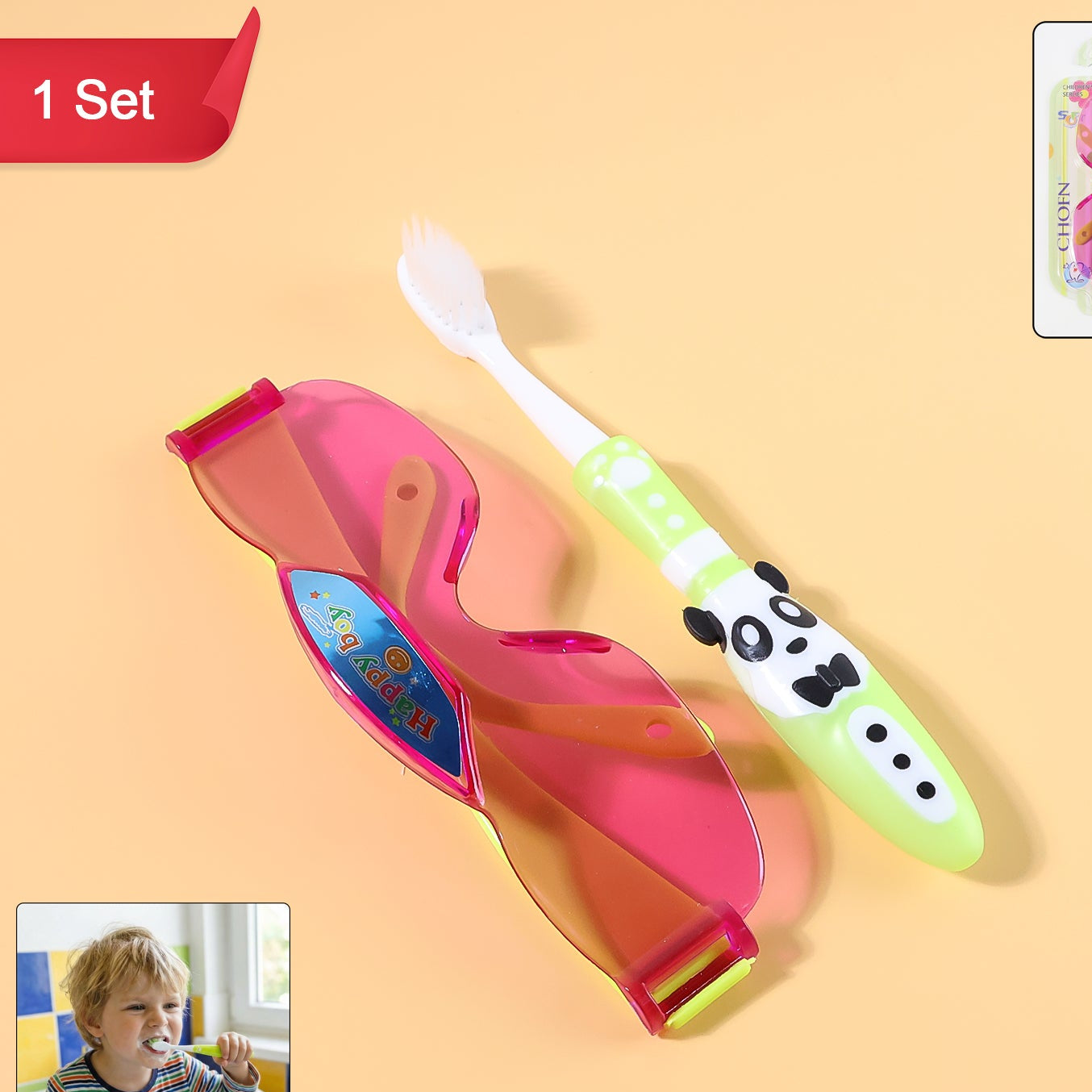 Kids Fun Toothbrush & Sunglasses Toy Set - Panda Design - Happy Price - Image 1