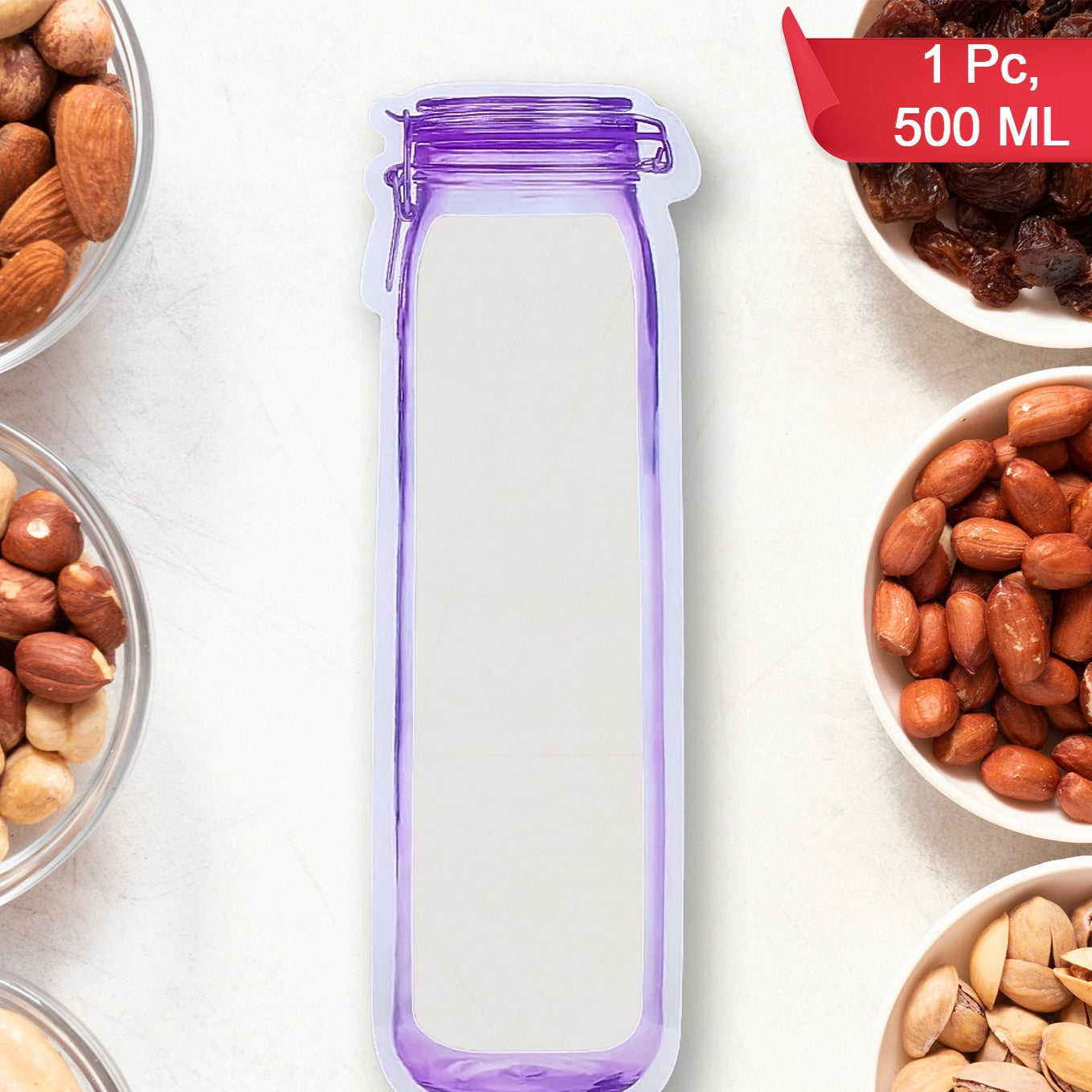 Food Storage Bag Bottles Shape Ziplock Bags Reusable (1 Pc 500 Ml) - Happy Price - Image 1