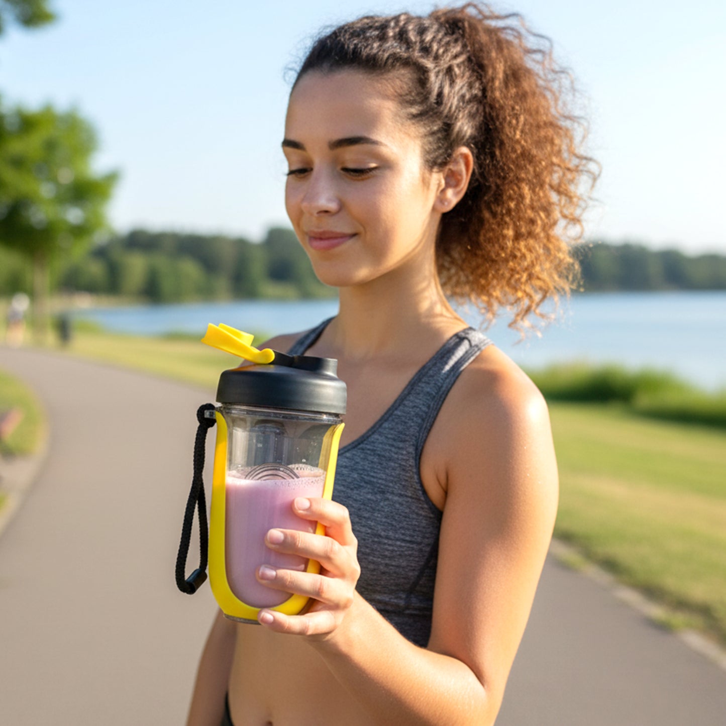Prexo Fit-Fusion 700 ML Shaker Bottle with Whisk Ball - Yellow Plastic, Leak-Proof - Great Price - Image 3