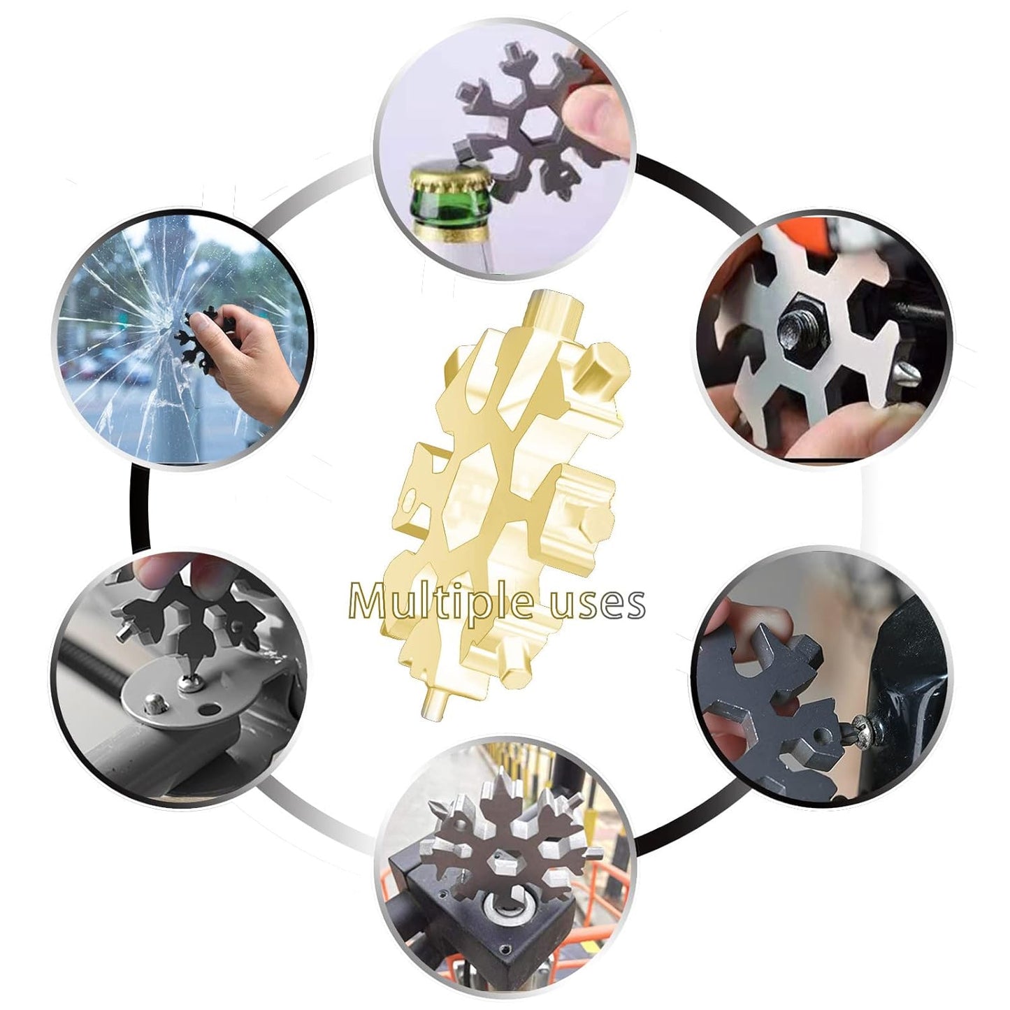 Durable Portable 18 In 1 Snowflake Multi-tool Snowflake Bottle Opener Flat Phillips Screwdriver Kit Wrench - Happy Price - Image 4