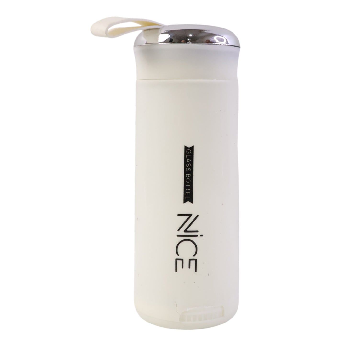 White Glass Water Bottle with Protective Sleeve - 400 ML, 1 Pc - Happy Price - Image 4