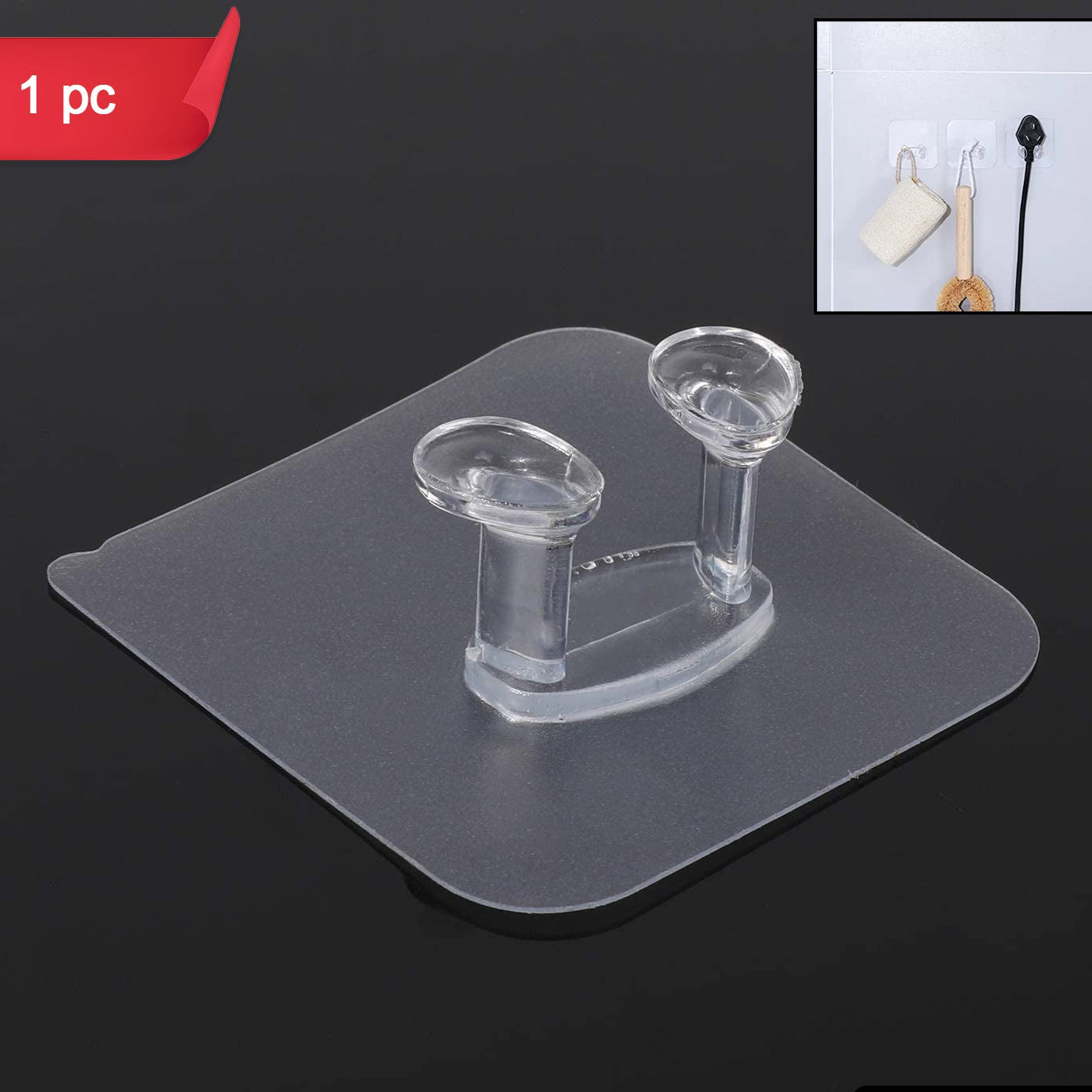 Transparent Self Adhesive Hook Seamless Drill Free Removable Wall Mounted Hanger As Toothbrush Holder Power Plug Socket Holder Waterproof And Oil Proof (1 Pc) - Happy Price - Image 1