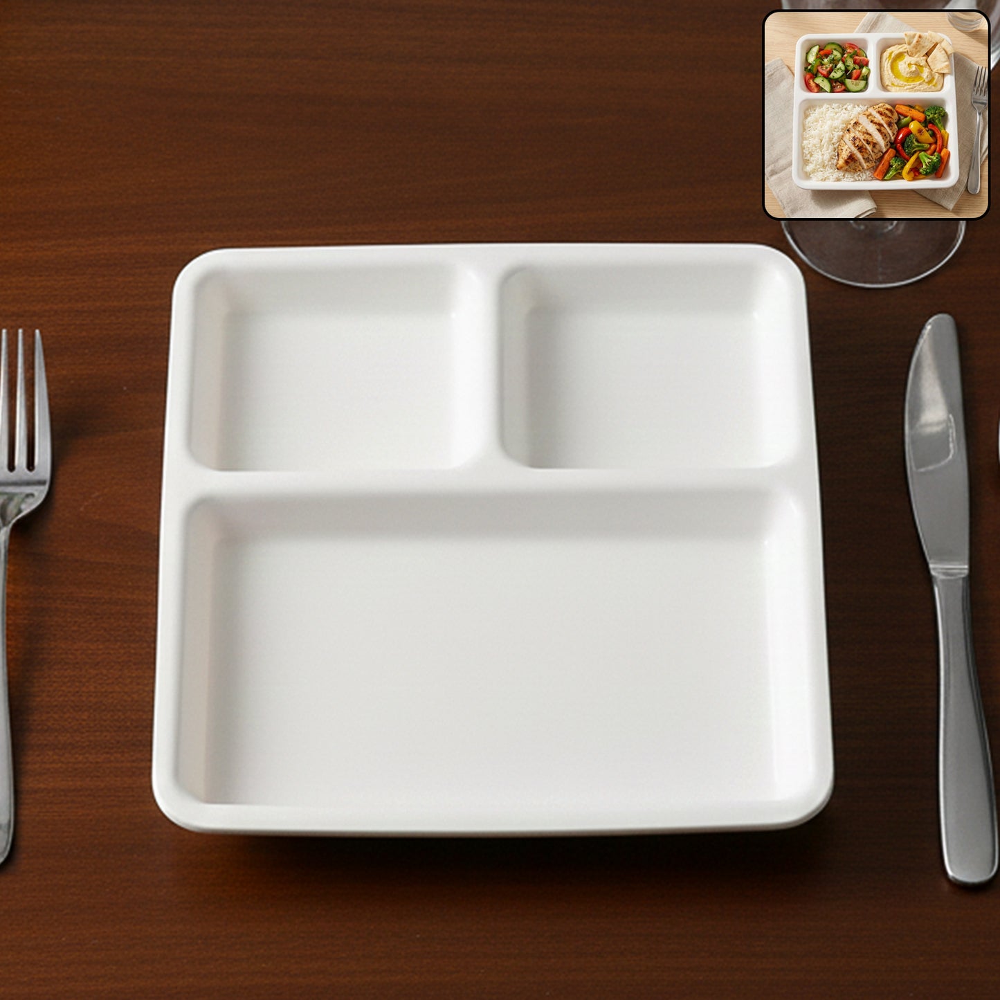 Durable Plastic 3-Compartment Plate for Meal Serving - 1 Pc - Happy Price - Image 7