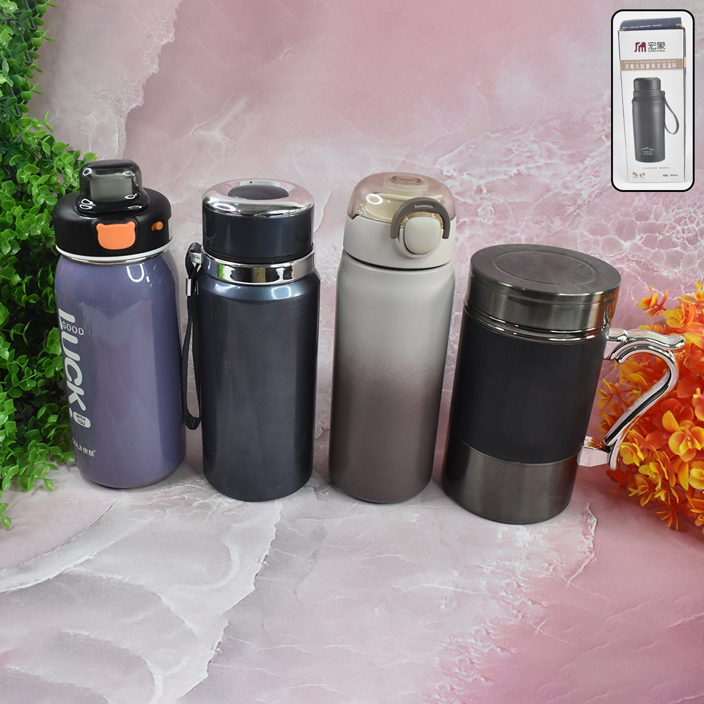 Stainless Steel Insulated Water Bottle - 600ml Approx, Leak-Proof with Straw - Happy Price - Image 2