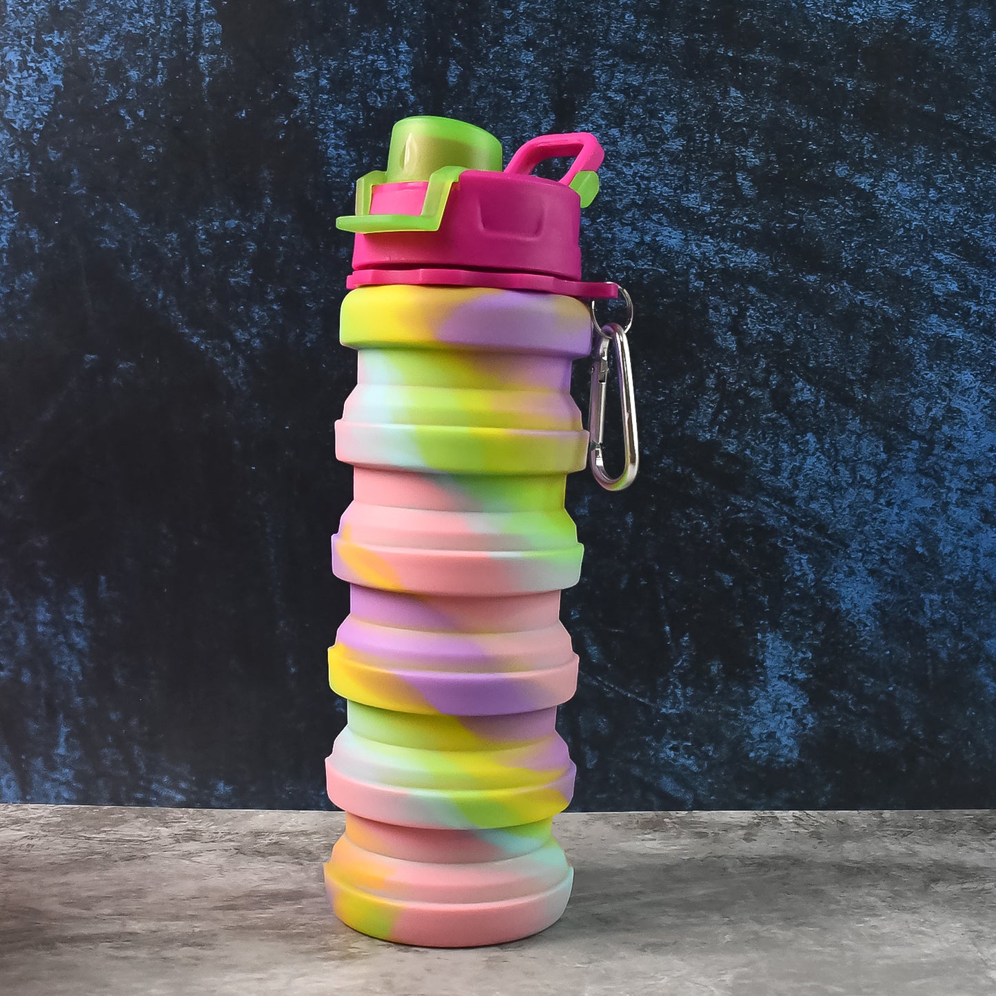 Colorful Collapsible Silicone Water Bottle with Carabiner Clip - 1 Pc - Happy Price - Image 4