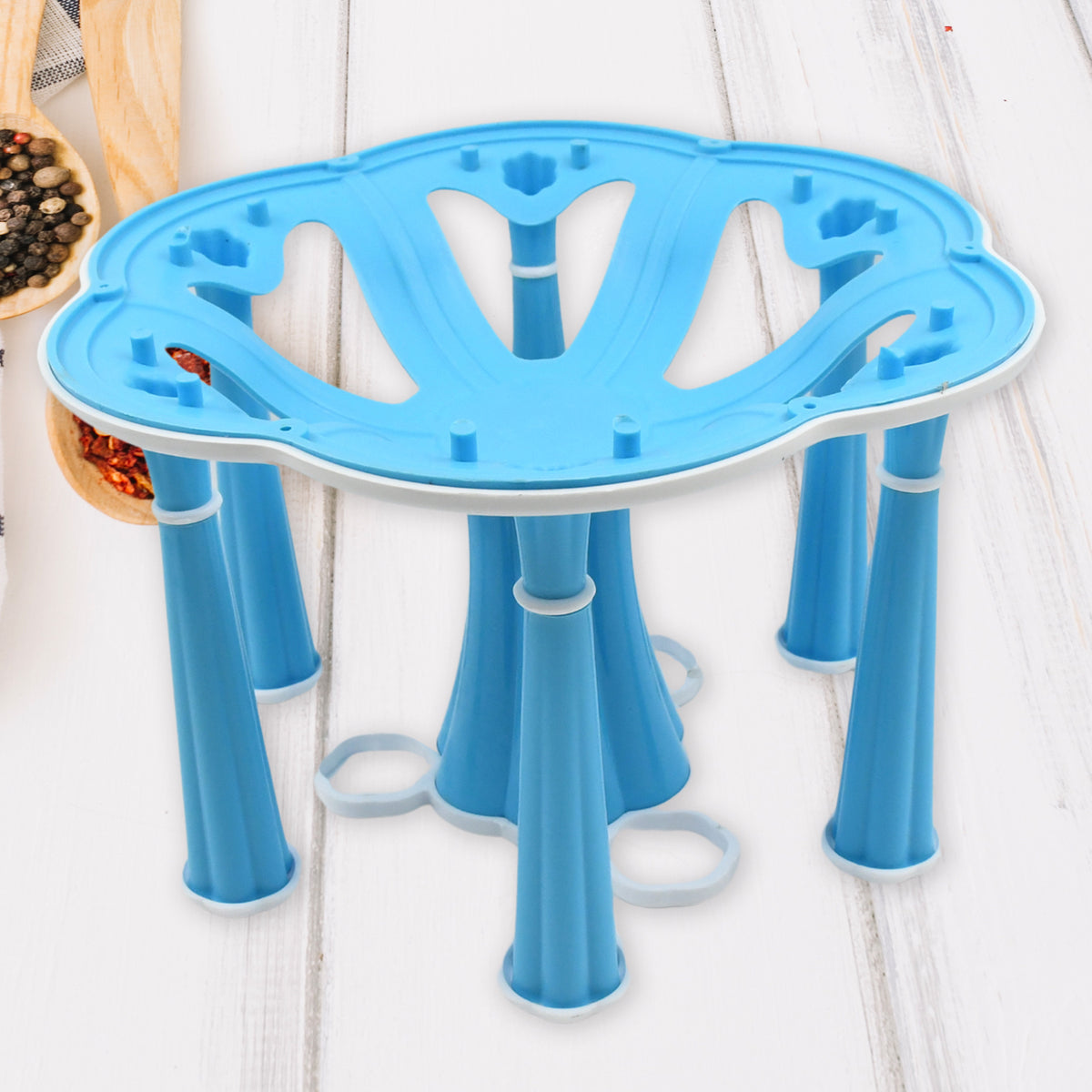 Miracle Plastic Glass Stand Tumbler Holder Glass Holder For Kitchen Dining Table 6 Glasses Stand With 3 Pepper Salt (Moq - 2 Pcs) - Happy Price - Image 5