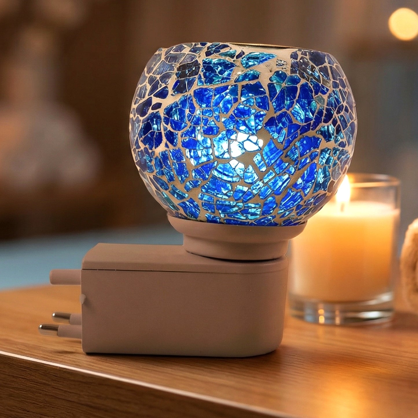 Mosaic Glass Electric Night Lamp with Plug-in Holder - 1 Pc - Great Price - Image 3