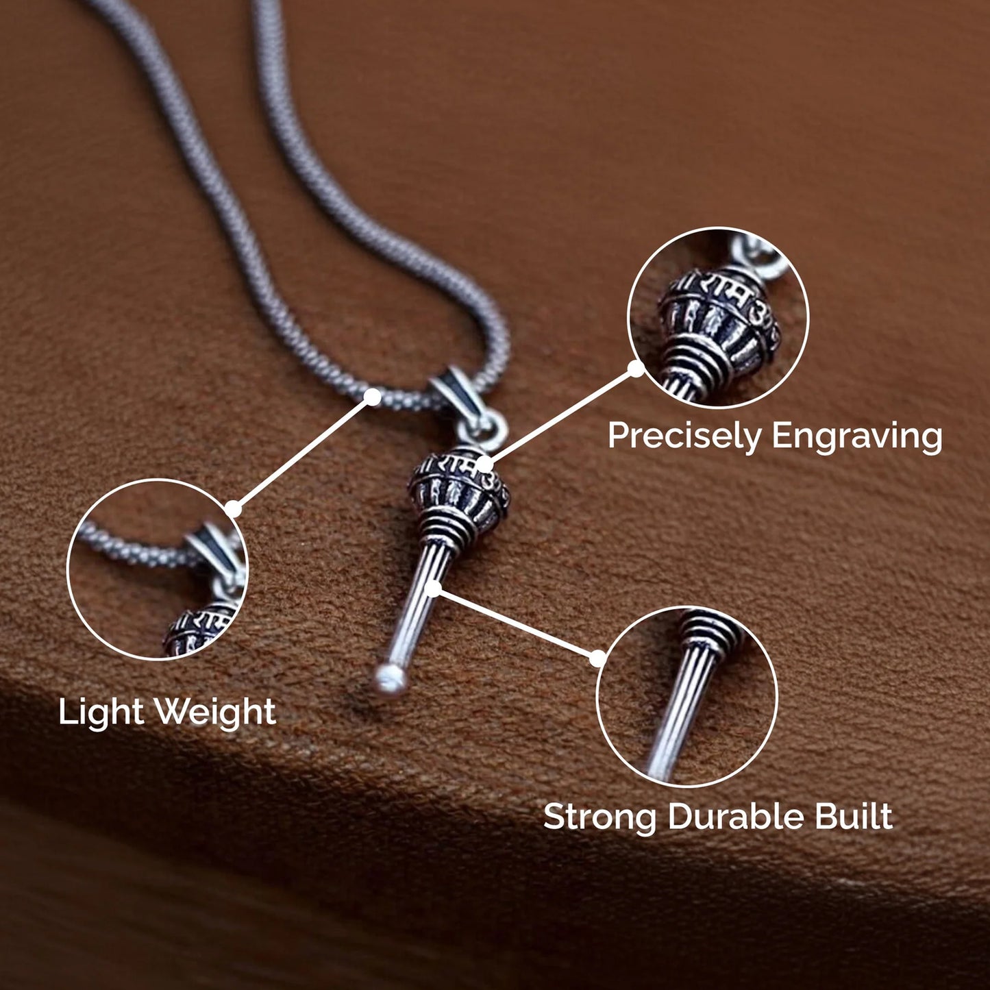 Lord Hanuman Gada Pendant With Chain (1 Pc) - Happy Price - Image 5