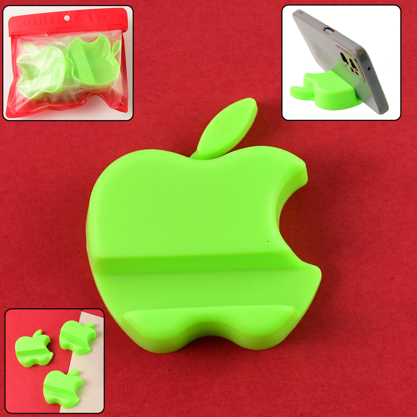 Apple-shaped Plastic Mobile Phone Holder (3 Pc Mix Color) - Happy Price - Image 2