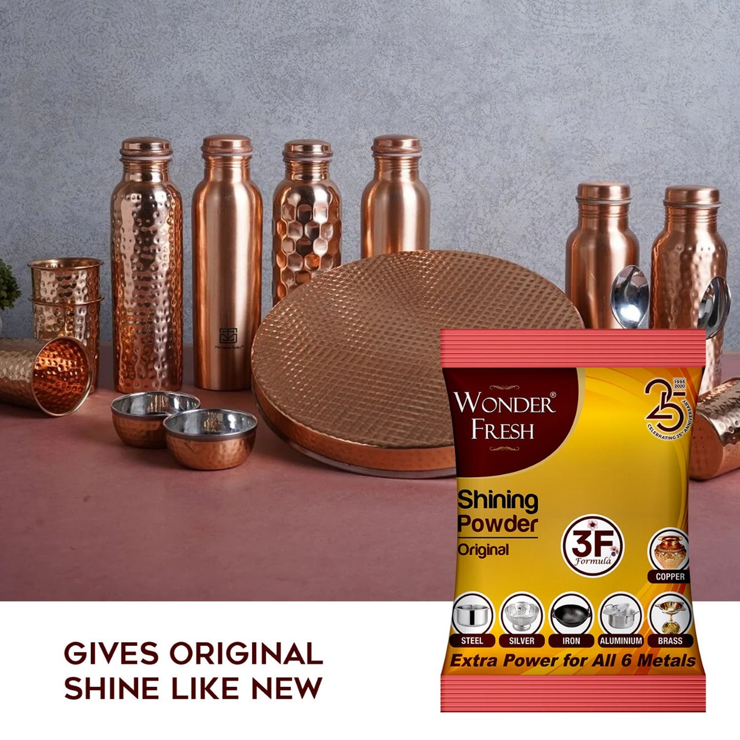 Shining Powder Cleans And Polishes Copper Brass Silver Aluminum Iron And Steel Removes Tarnish And Oxidation (200 Gm) - Happy Price - Image 3