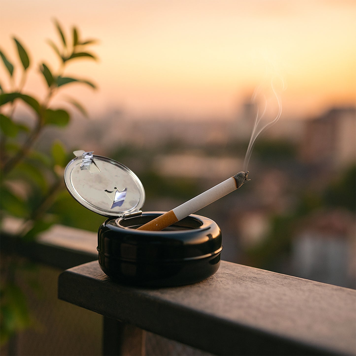 Round Smokeless Ashtray with Lid - Portable & Odor Control (1 Pc) - Happy Price - Image 3