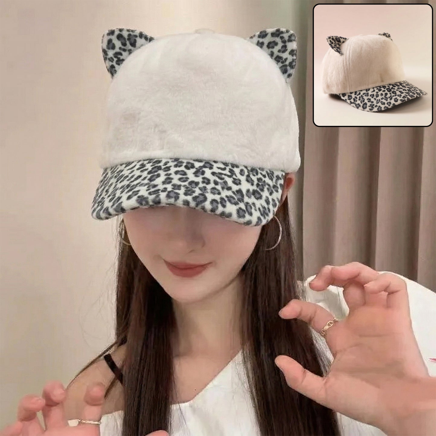 Cute Cat Ear Winter Cap for Women & Girls - 1 Pc Soft Fur Design - Great Price - Image 2
